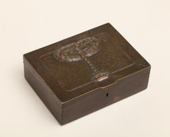 Continental Art Deco Hinged Bronze Box with Elevated Snake Design
