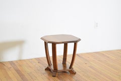 Continental Art Deco Style Octagonal Oak Table, Mid-20th Century