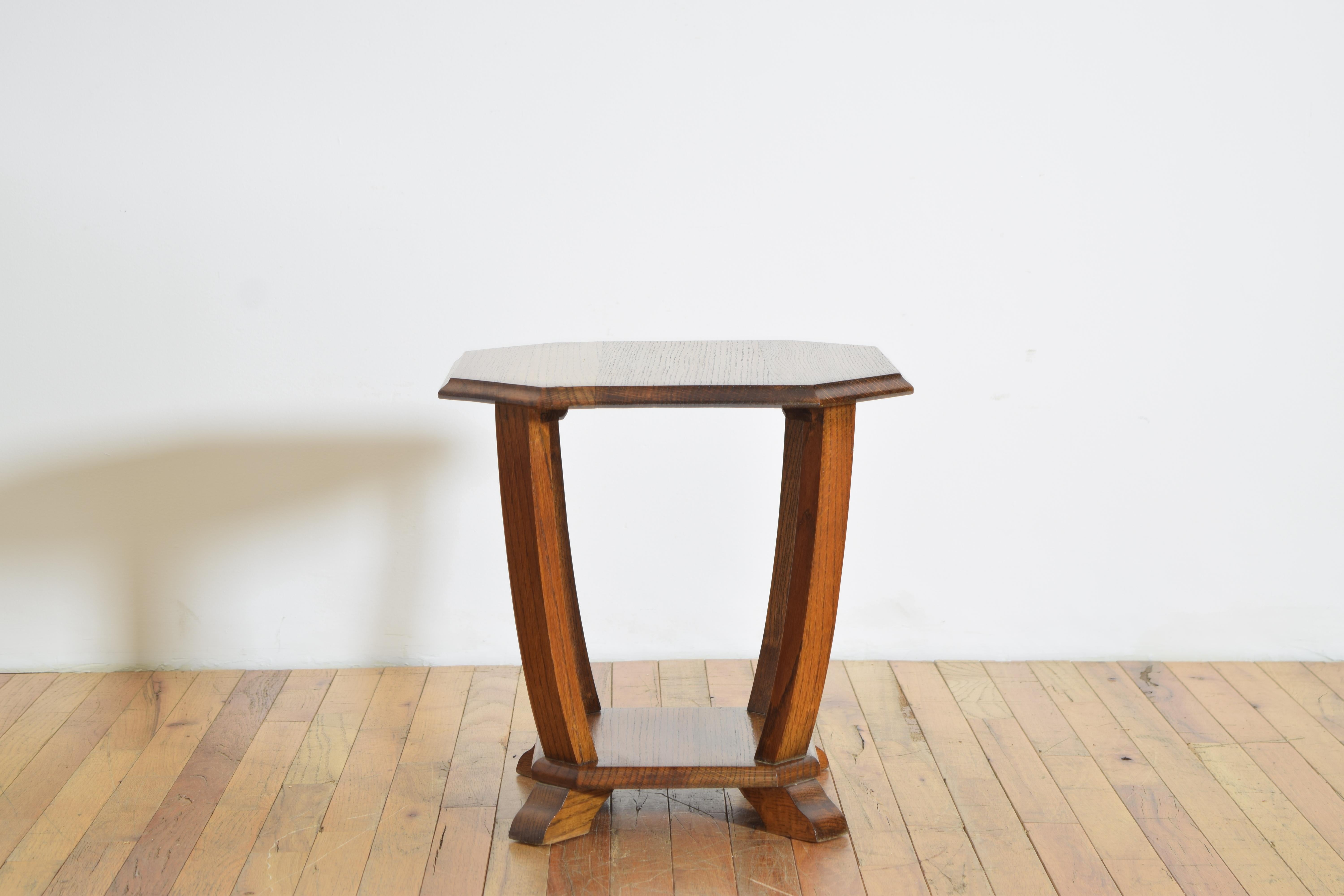 European Continental Art Deco Style Octagonal Oak Table, Mid-20th Century For Sale