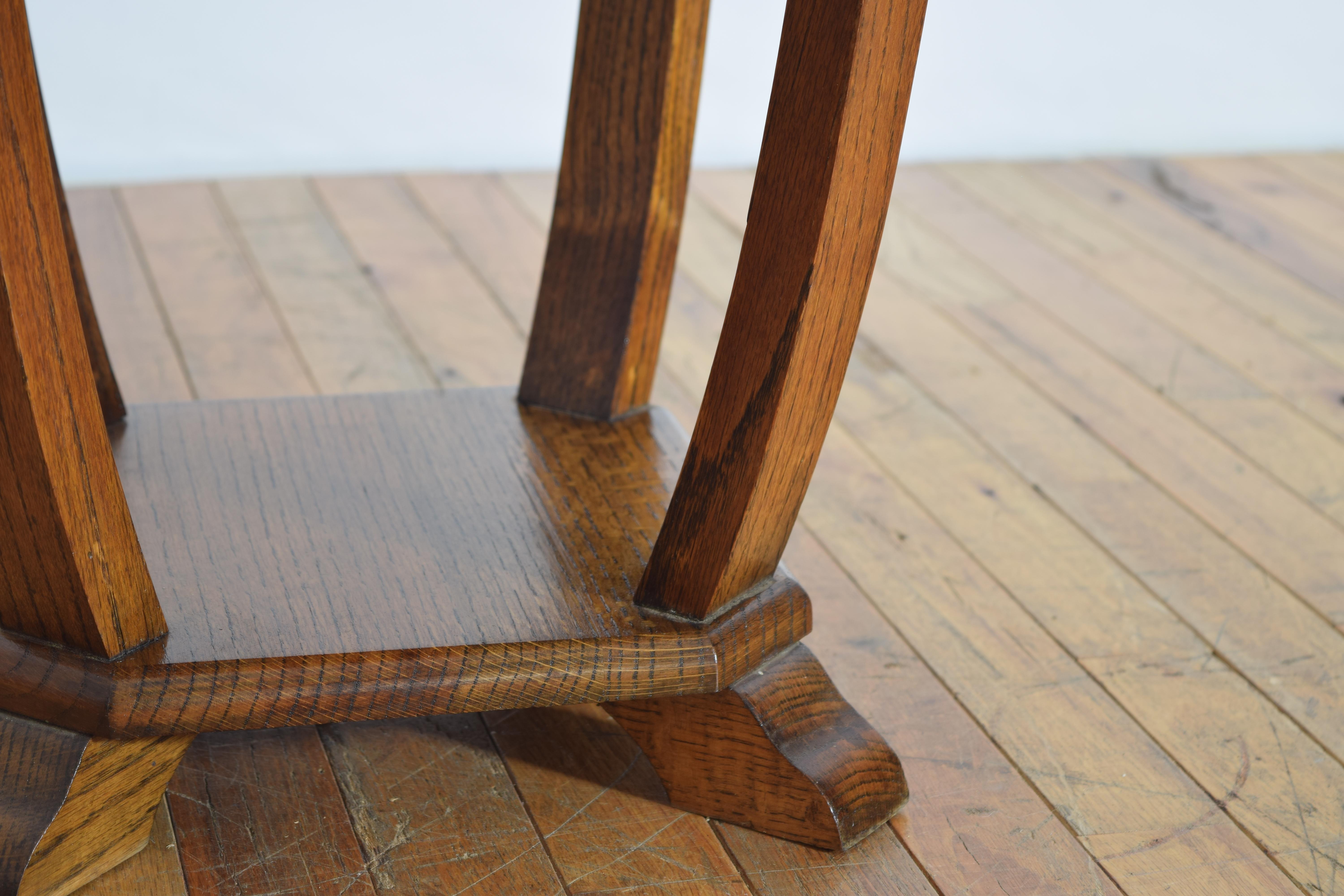 Continental Art Deco Style Octagonal Oak Table, Mid-20th Century For Sale 2