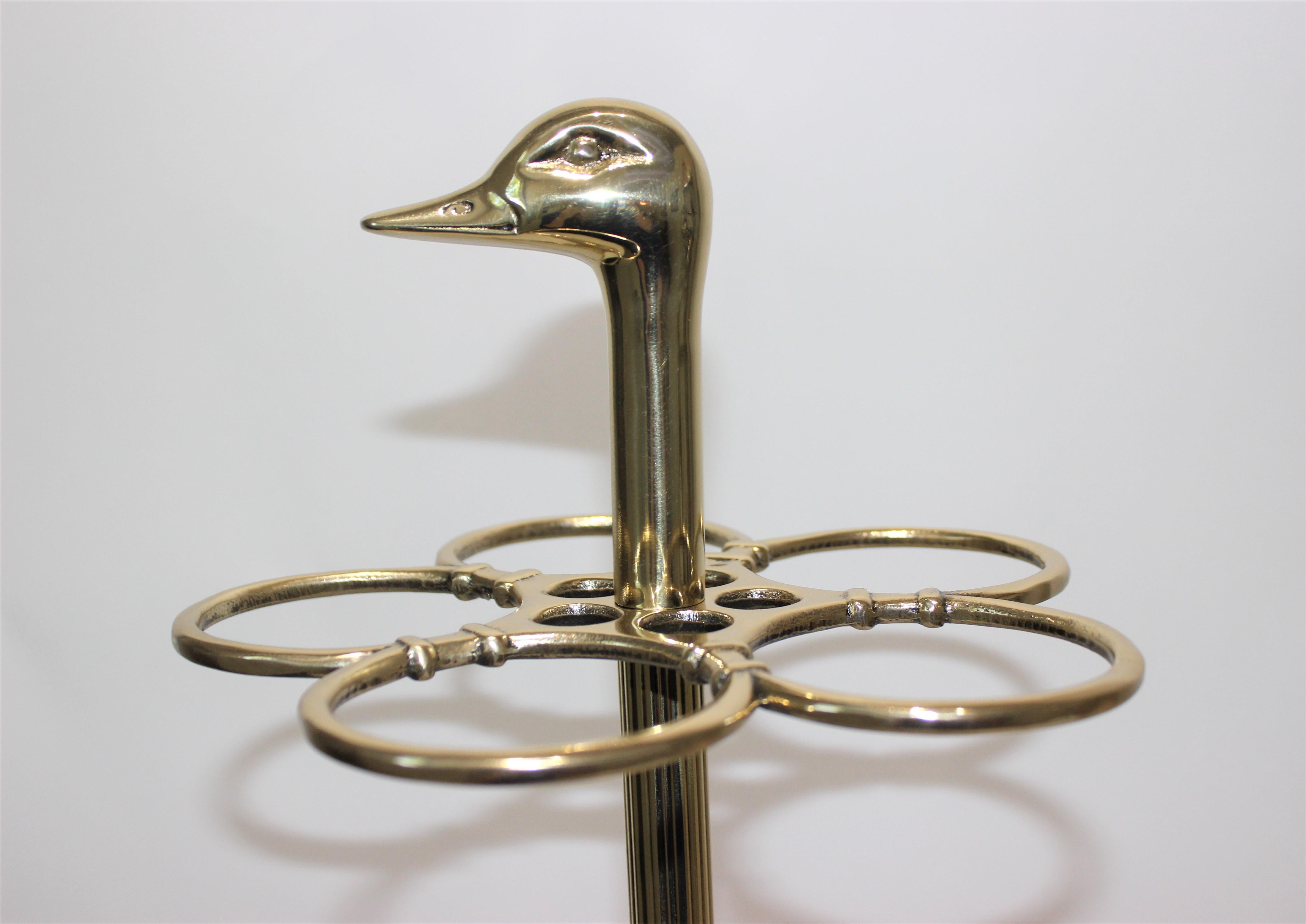 Continental Art Deco Umbrella Stand Polished Brass 7