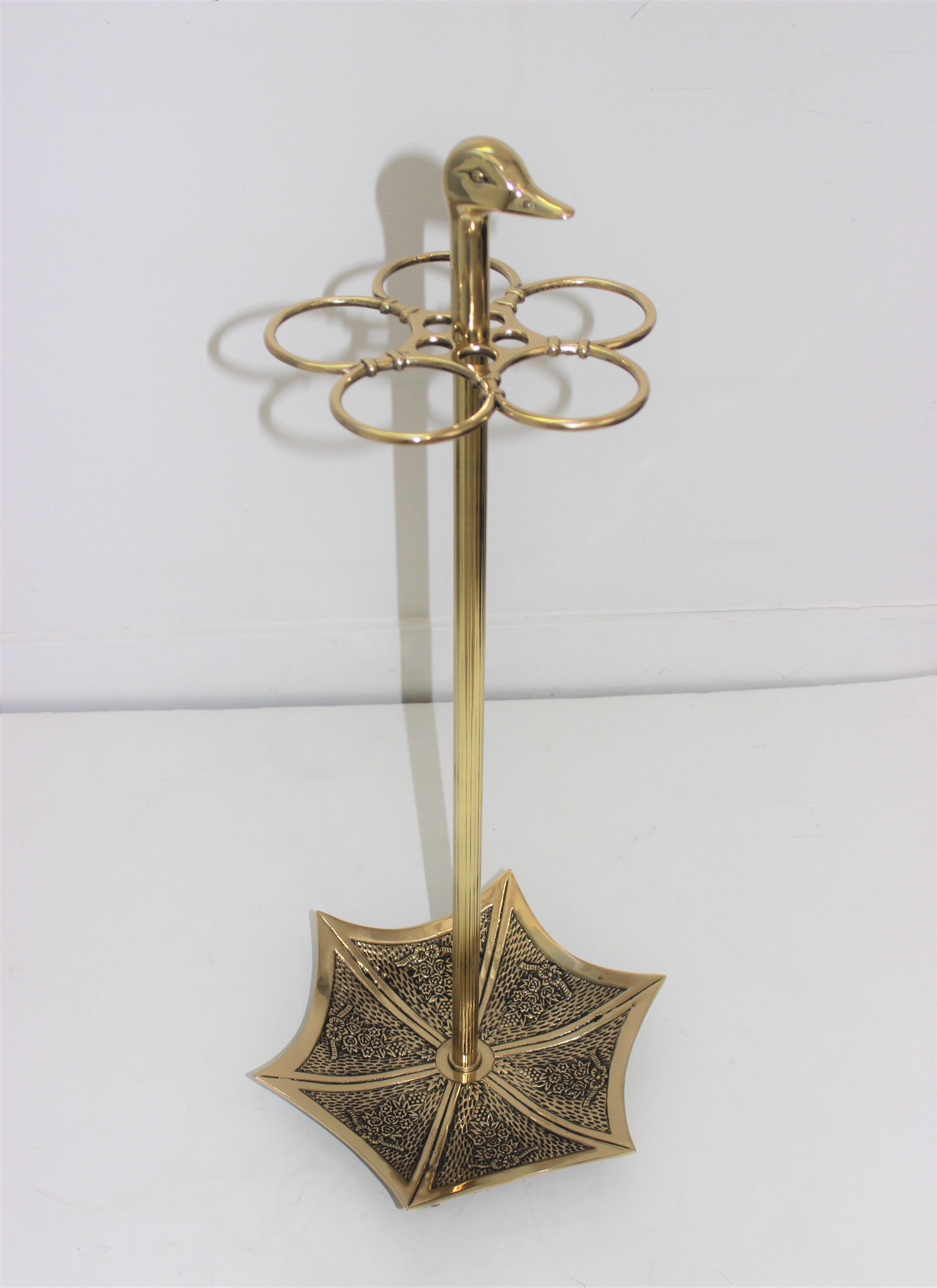 20th Century Continental Art Deco Umbrella Stand Polished Brass