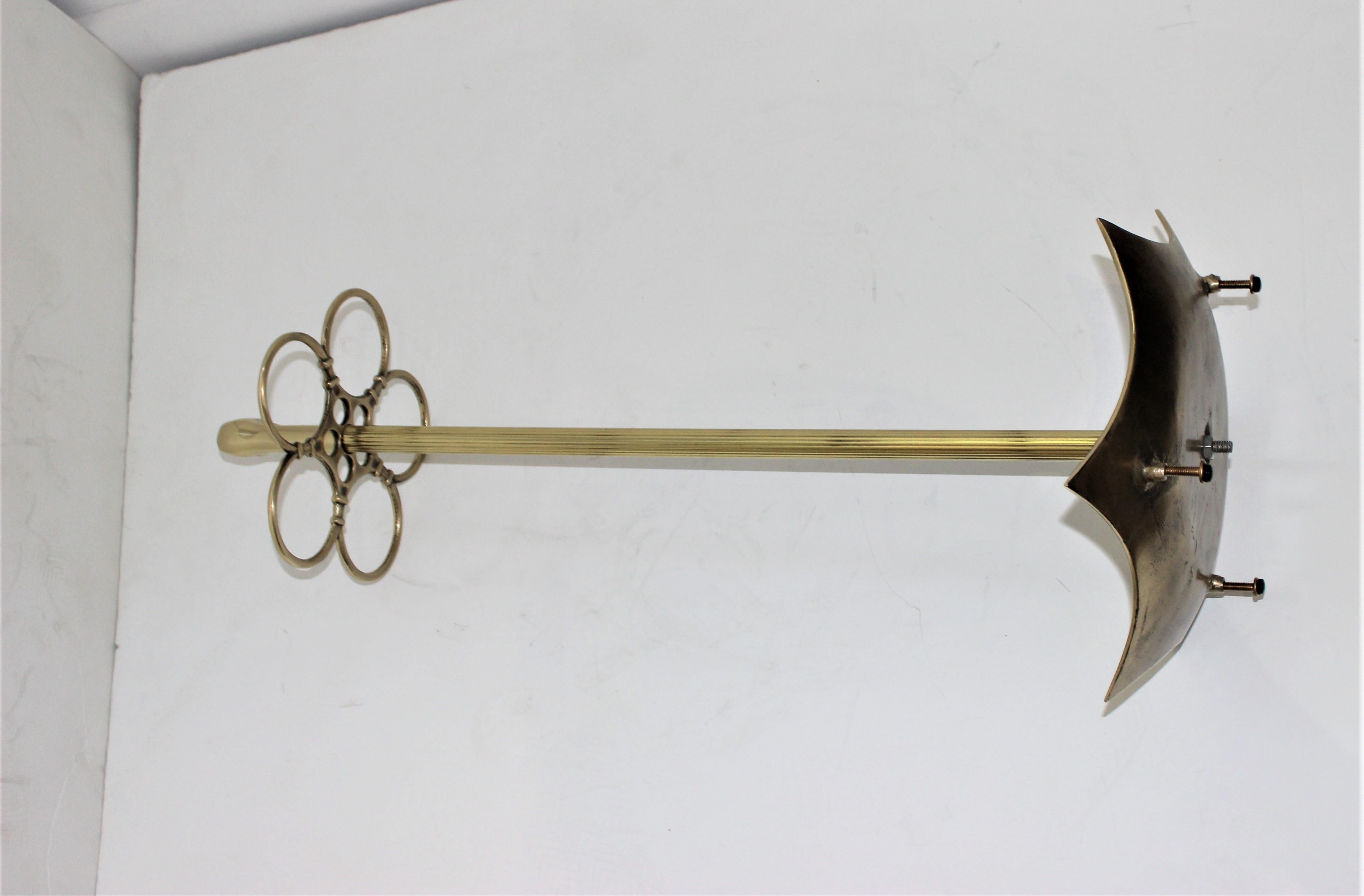Continental Art Deco Umbrella Stand Polished Brass 3