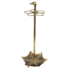 Continental Art Deco Umbrella Stand Polished Brass