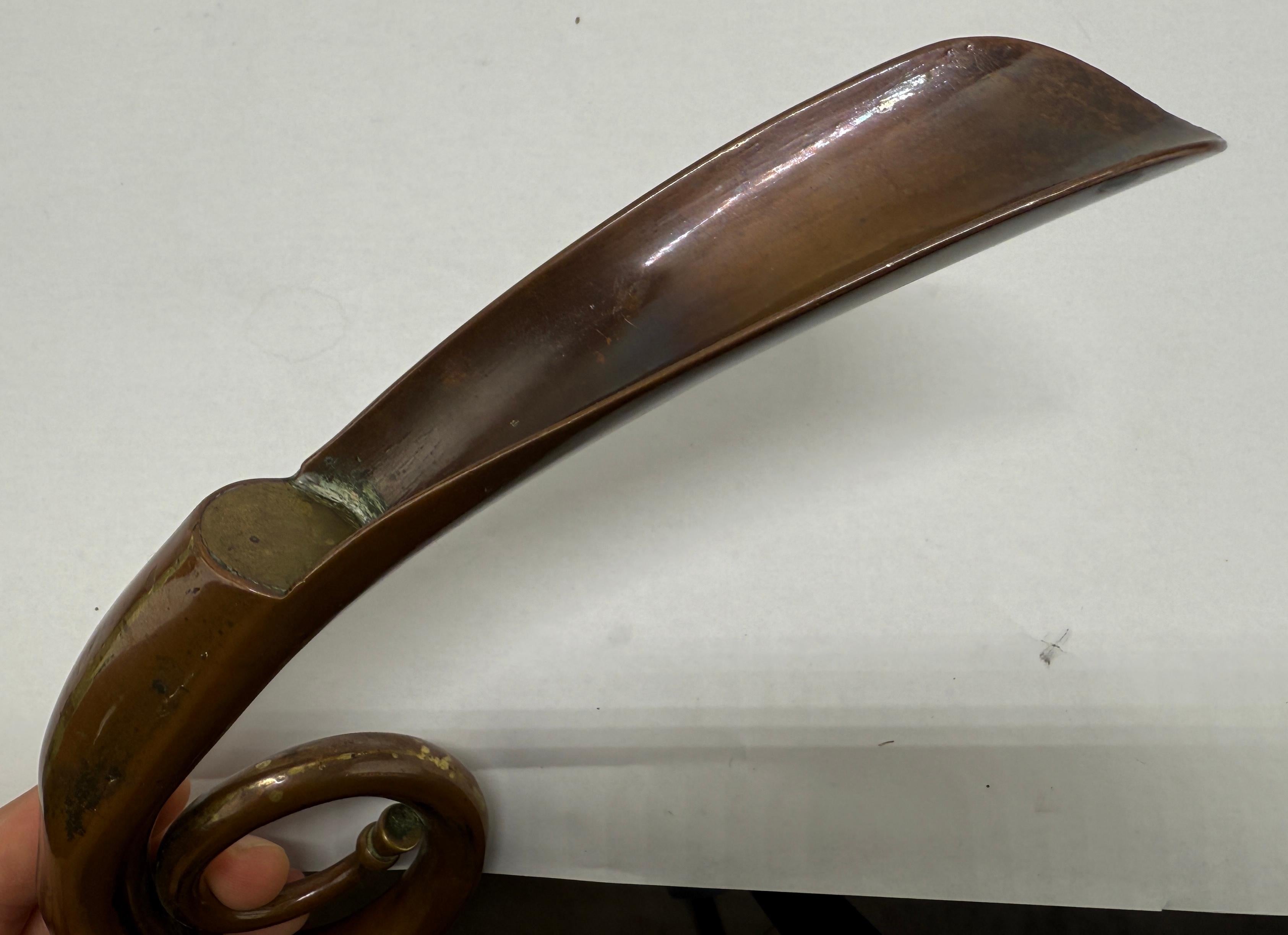 Belle Époque Continental Art Nouveau Bronze Shoehorn In the Form of a Hunting Horn C. 1900 For Sale