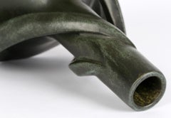 Continental Art Nouveau Sculptural Three Handled Art Pottery Vase