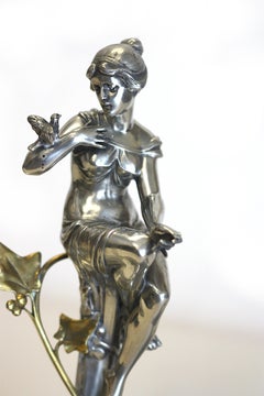 Continental Art Nouveau Silvered Metal Centerpiece
