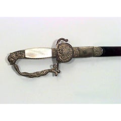 Continental Austrian Bronze Lion Head Sword with Scabbard