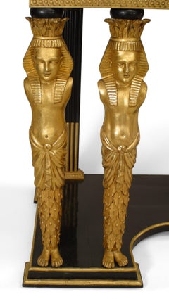 Continental Austrian Ebonized Egyptian Figural Console Table