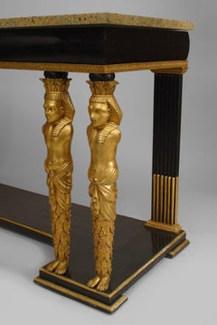 Continental Austrian Ebonized Egyptian Figural Console Table