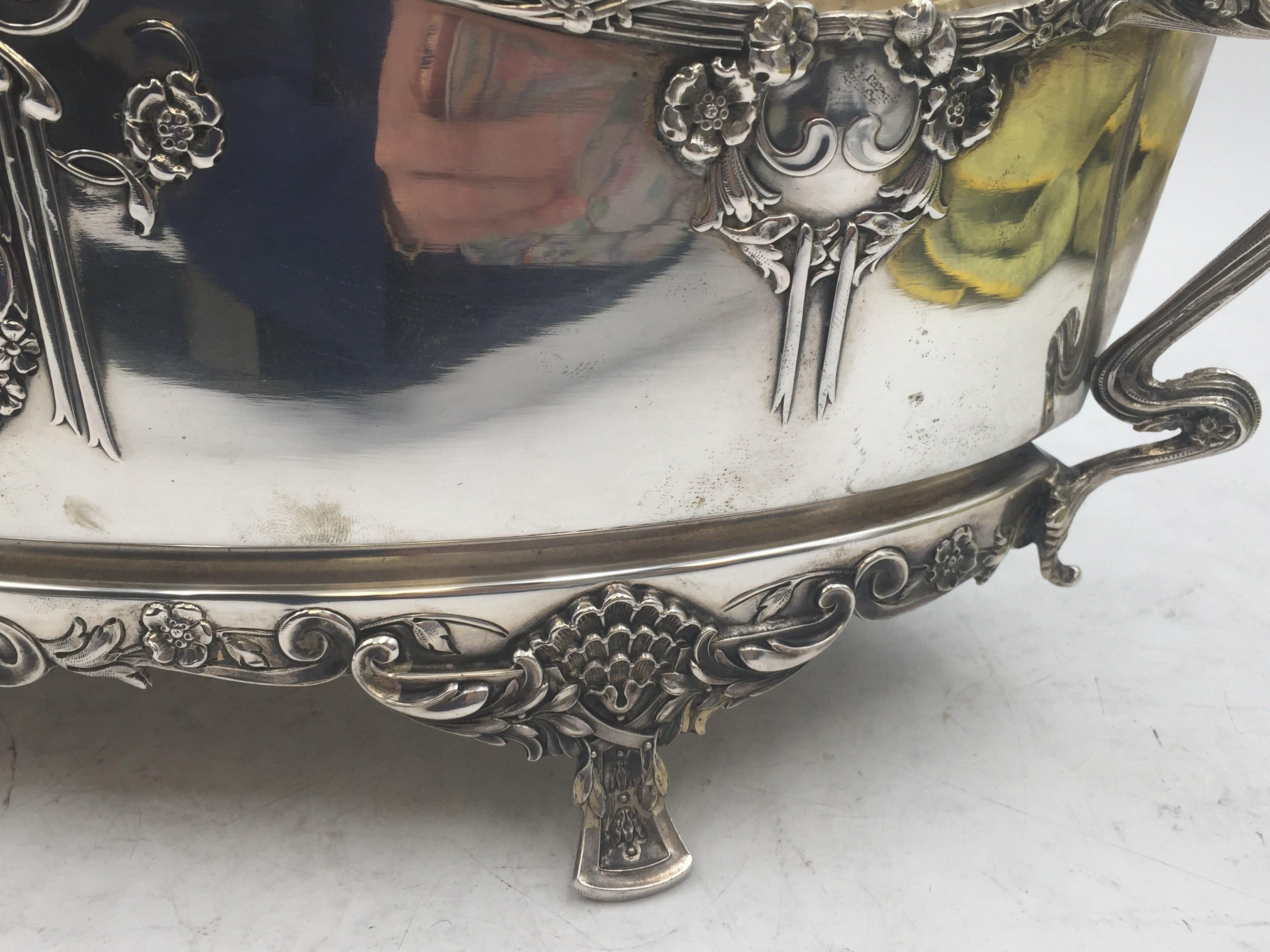19th Century Continental Austrian Silver Centerpiece Bowl in Art Nouveau Style For Sale
