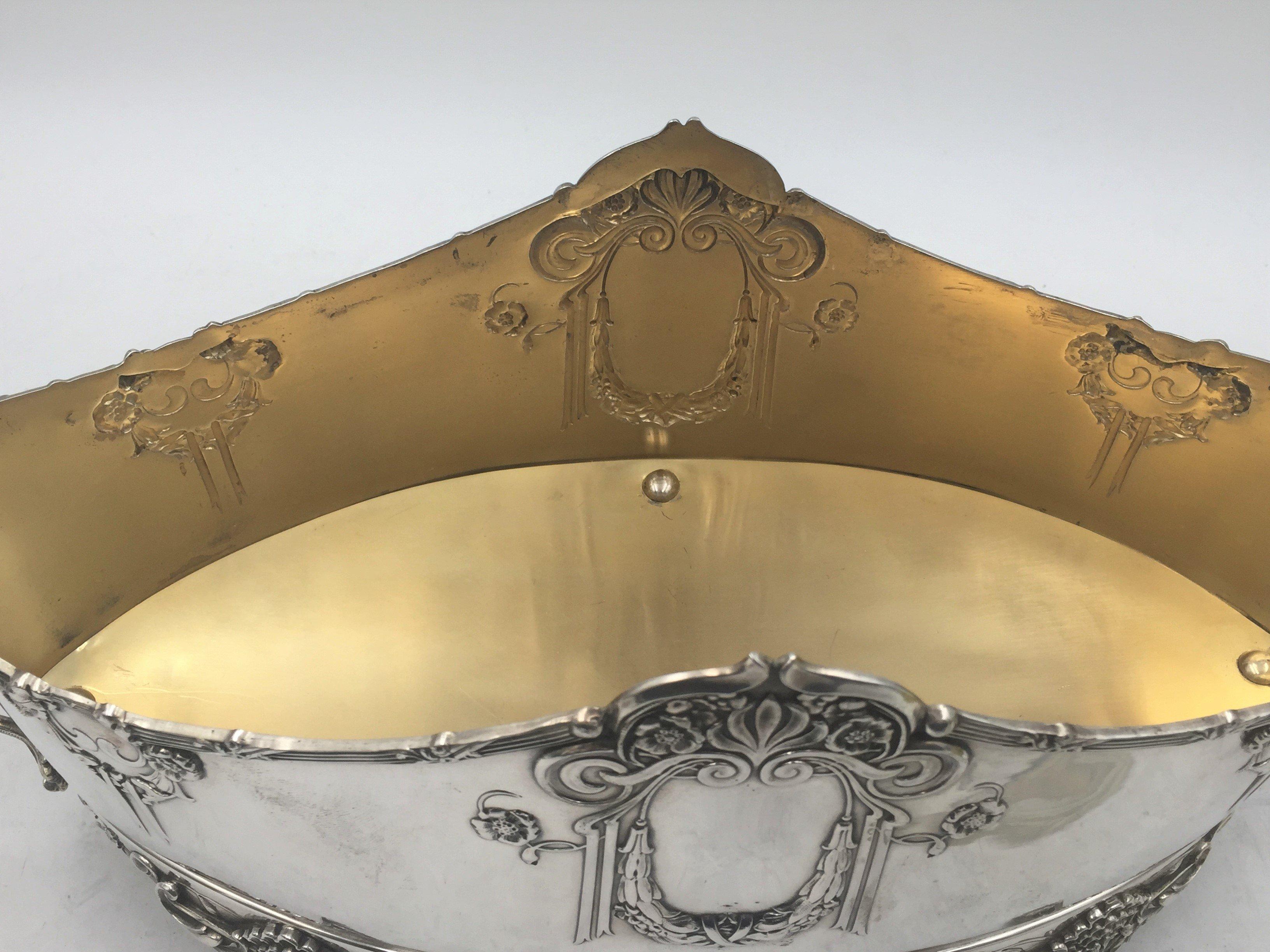 Continental Austrian Silver Centerpiece Bowl in Art Nouveau Style For Sale 2