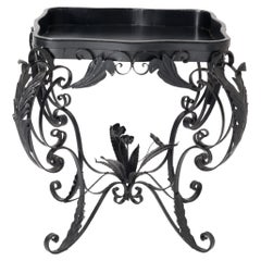 Table de jardinage en fer forgé noir Baroque Continental