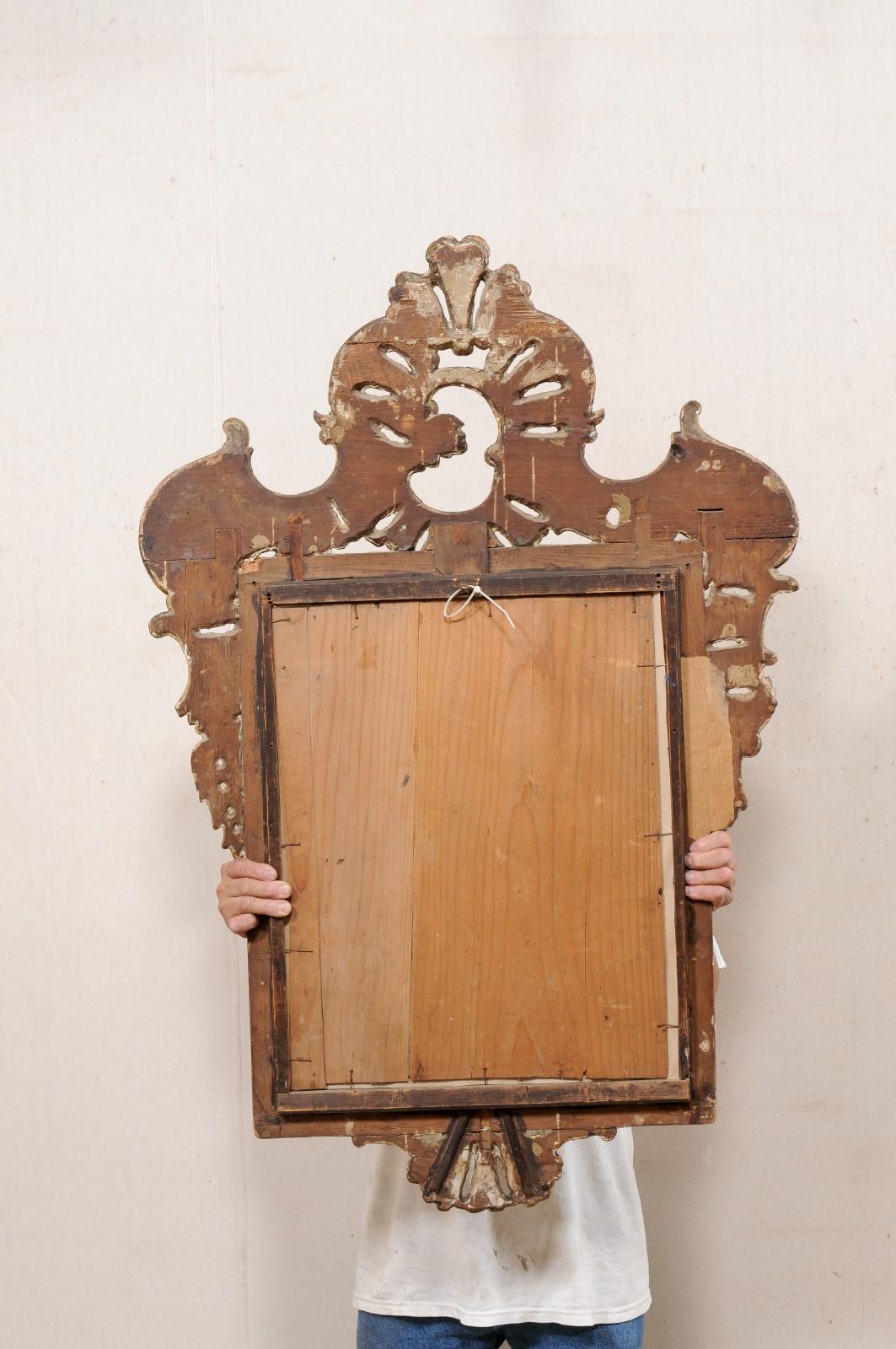 Continental Baroque Gilt Mirror w/Beautiful Pierce-Carved Crest, Late 18th C. For Sale 5