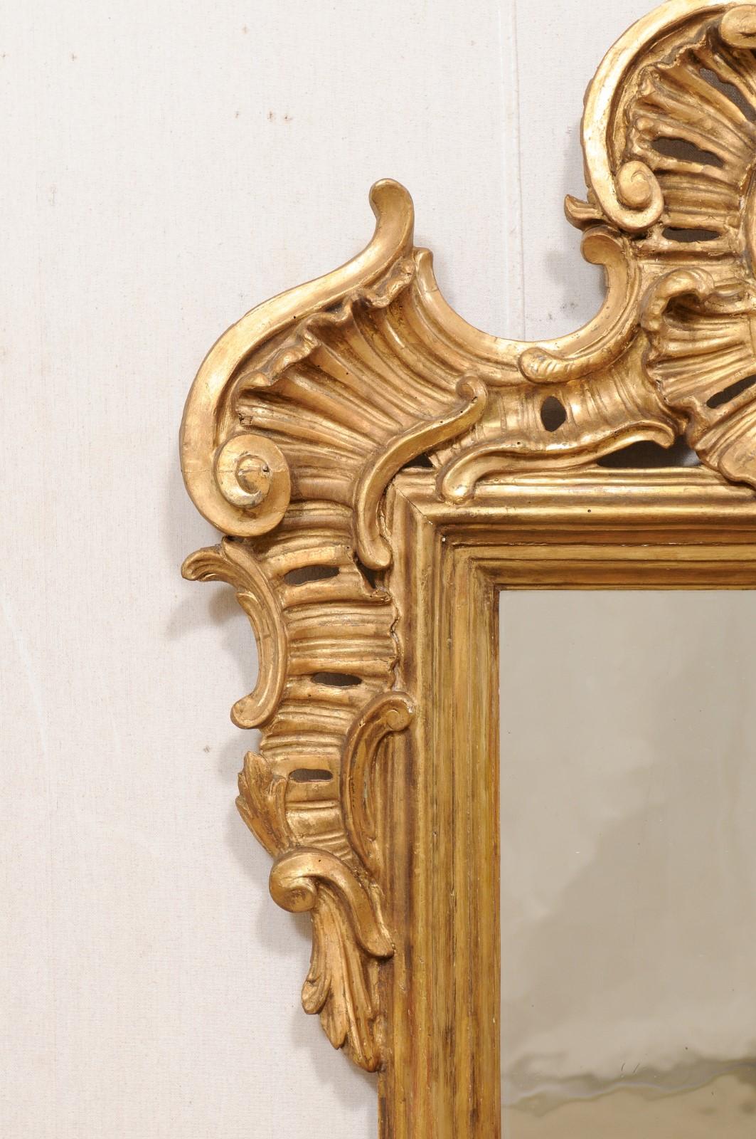 Continental Baroque Gilt Mirror w/Beautiful Pierce-Carved Crest, Late 18th C. In Good Condition For Sale In Atlanta, GA