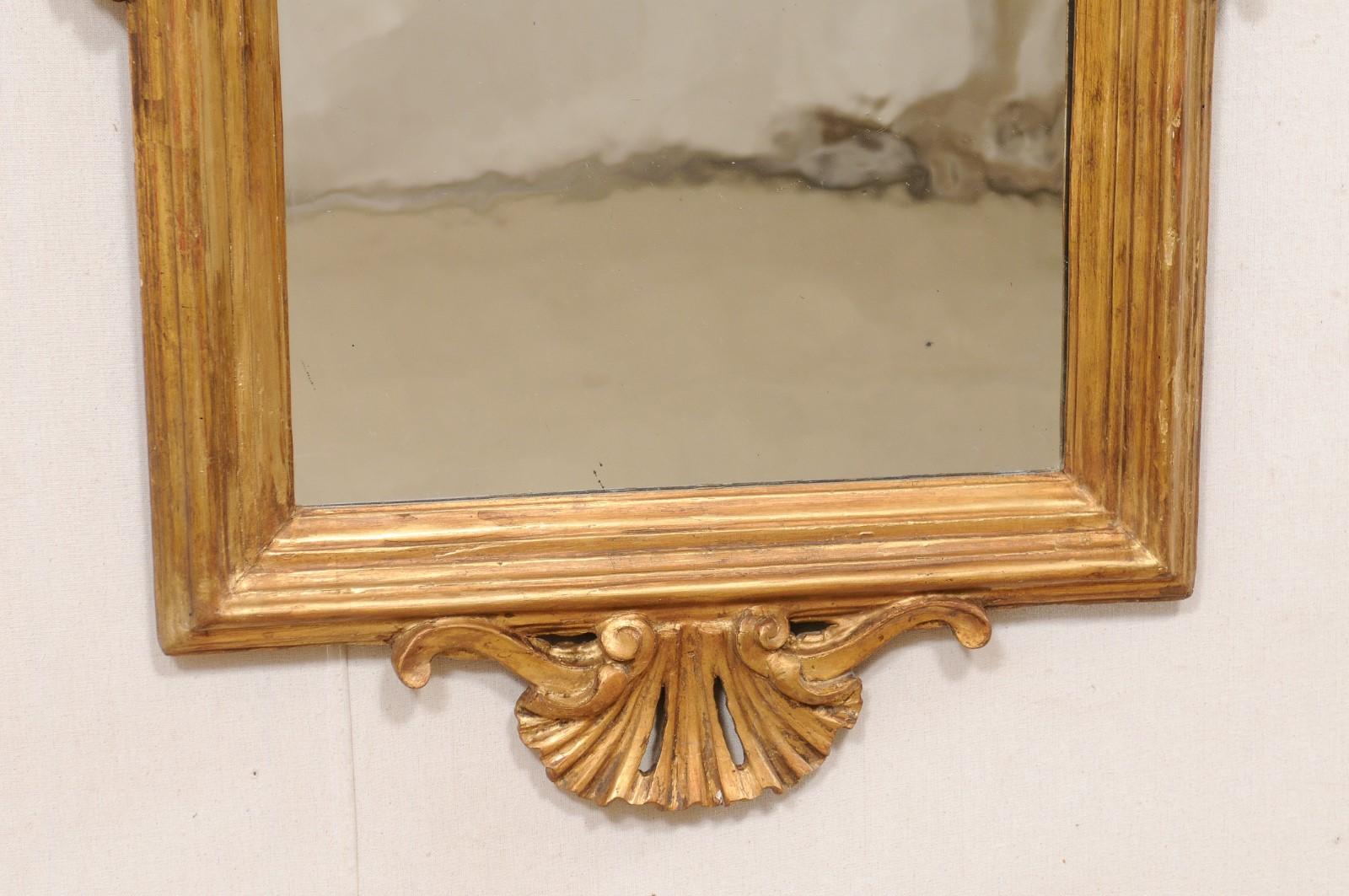 18th Century Continental Baroque Gilt Mirror w/Beautiful Pierce-Carved Crest, Late 18th C. For Sale