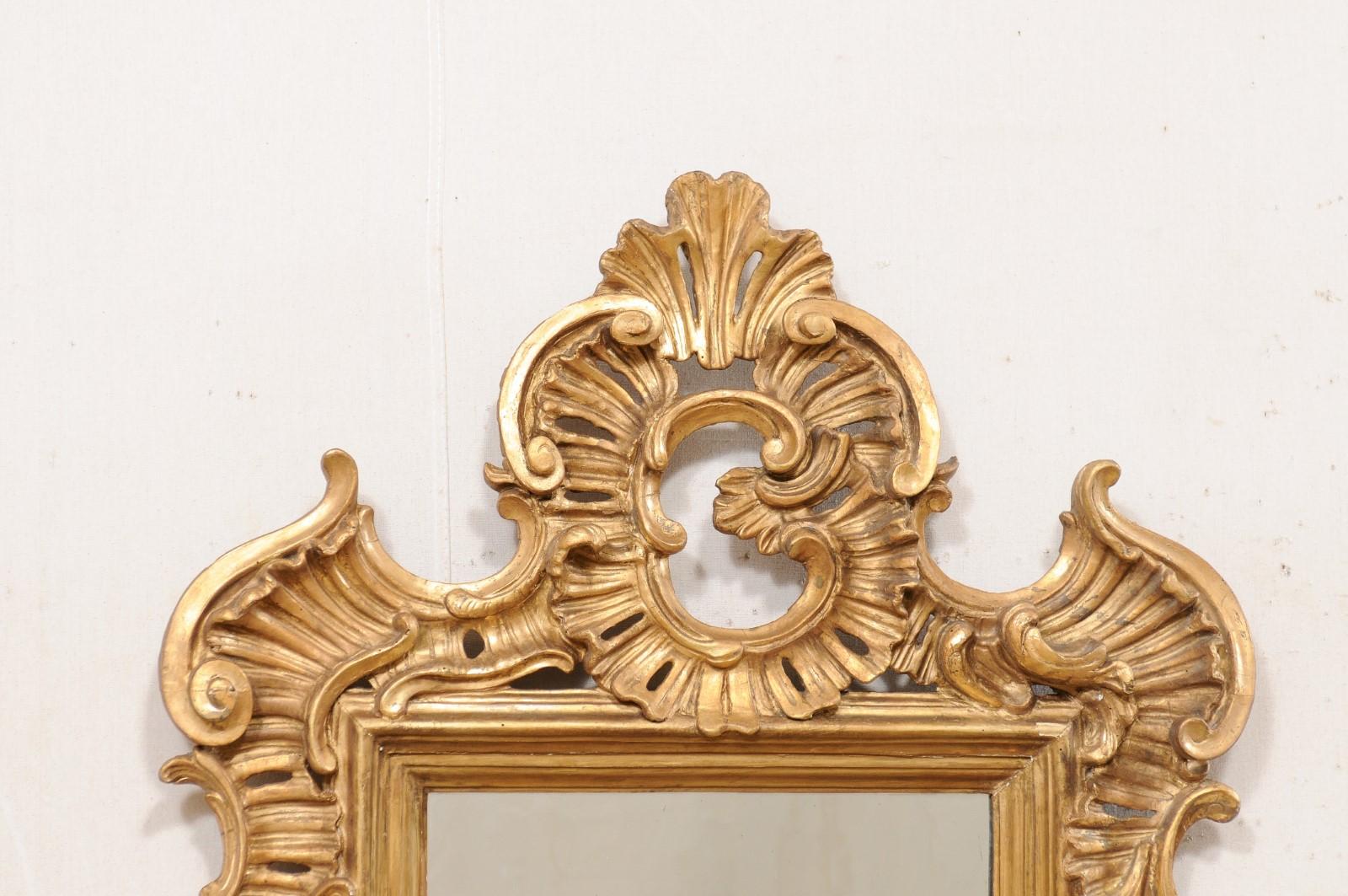 Continental Baroque Gilt Mirror w/Beautiful Pierce-Carved Crest, Late 18th C. For Sale 2