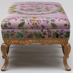 Continental Baroque Giltwood and Upholstered Bench, Possibly Dutch