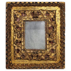 Antique Continental Baroque Giltwood Frame with Heavy Carved Foliage