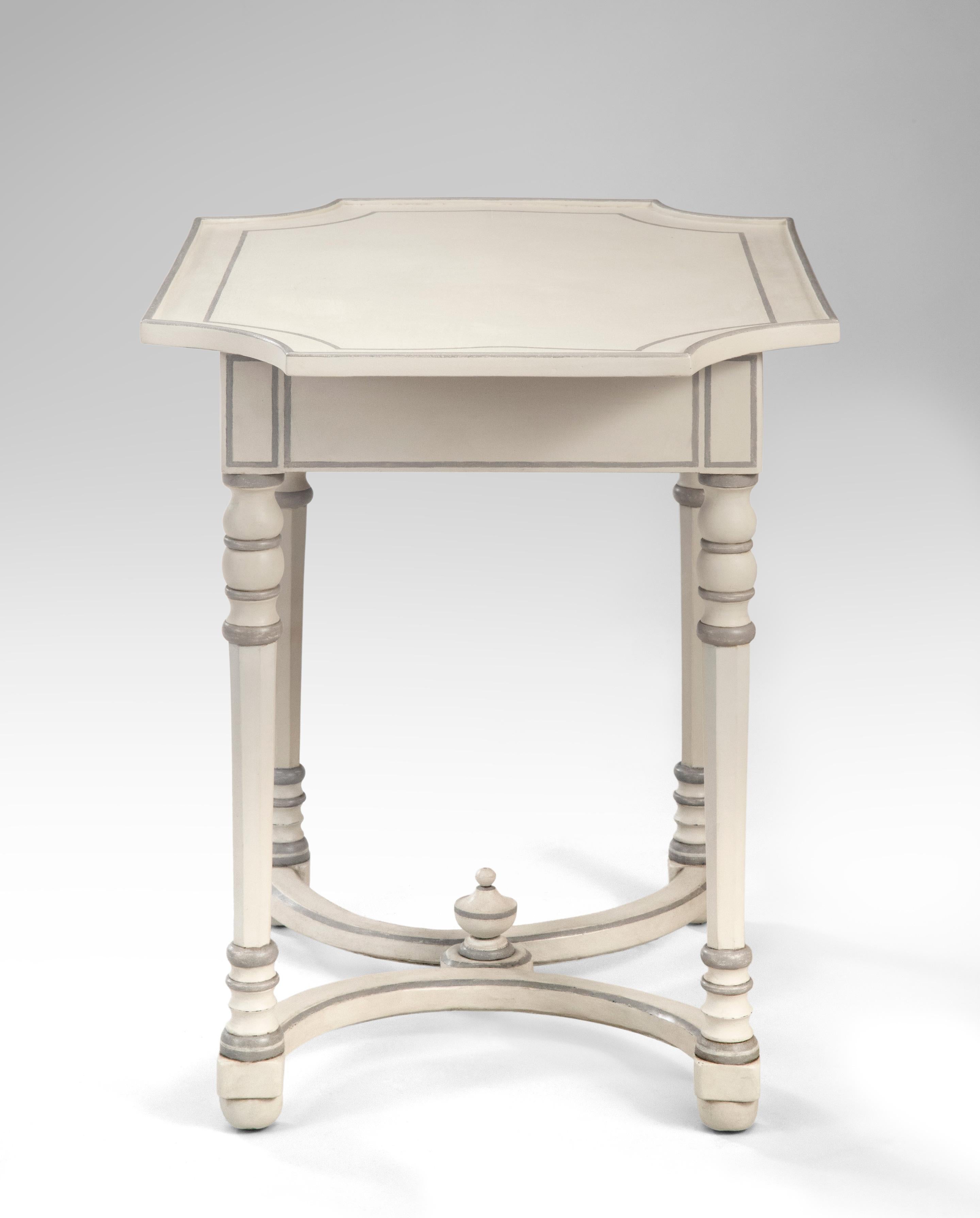 European Continental Baroque Gray Painted Table For Sale