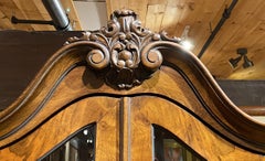 Continental Baroque Revival Burled Walnut Cabinet in a Bombé Form