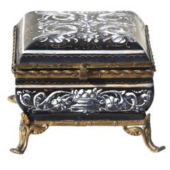 Antique Continental Baroque Style Gilt Bronze Mounted Enamel Box Late 19th Century