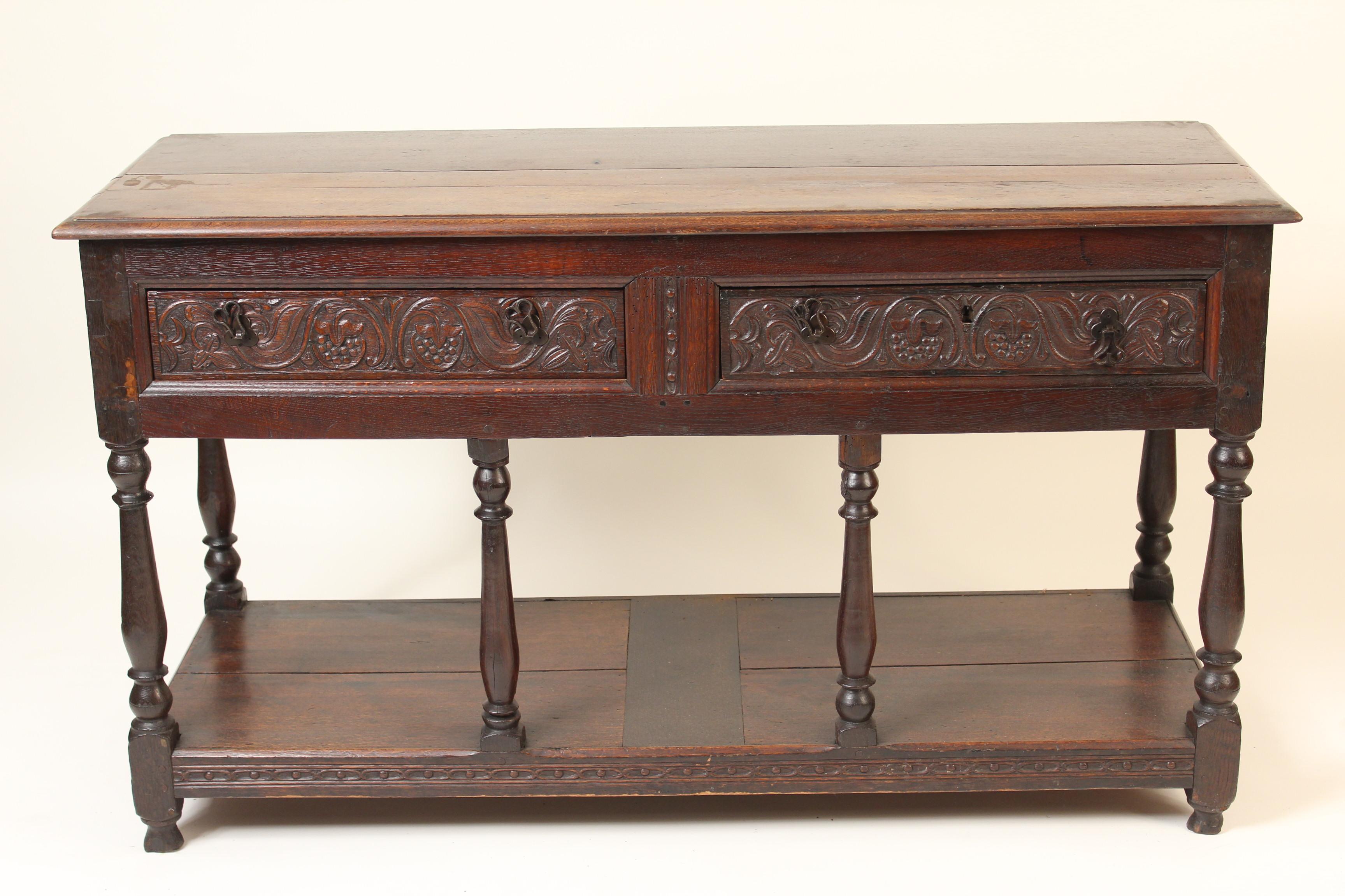 Continental baroque style oak sideboard, 19th century.