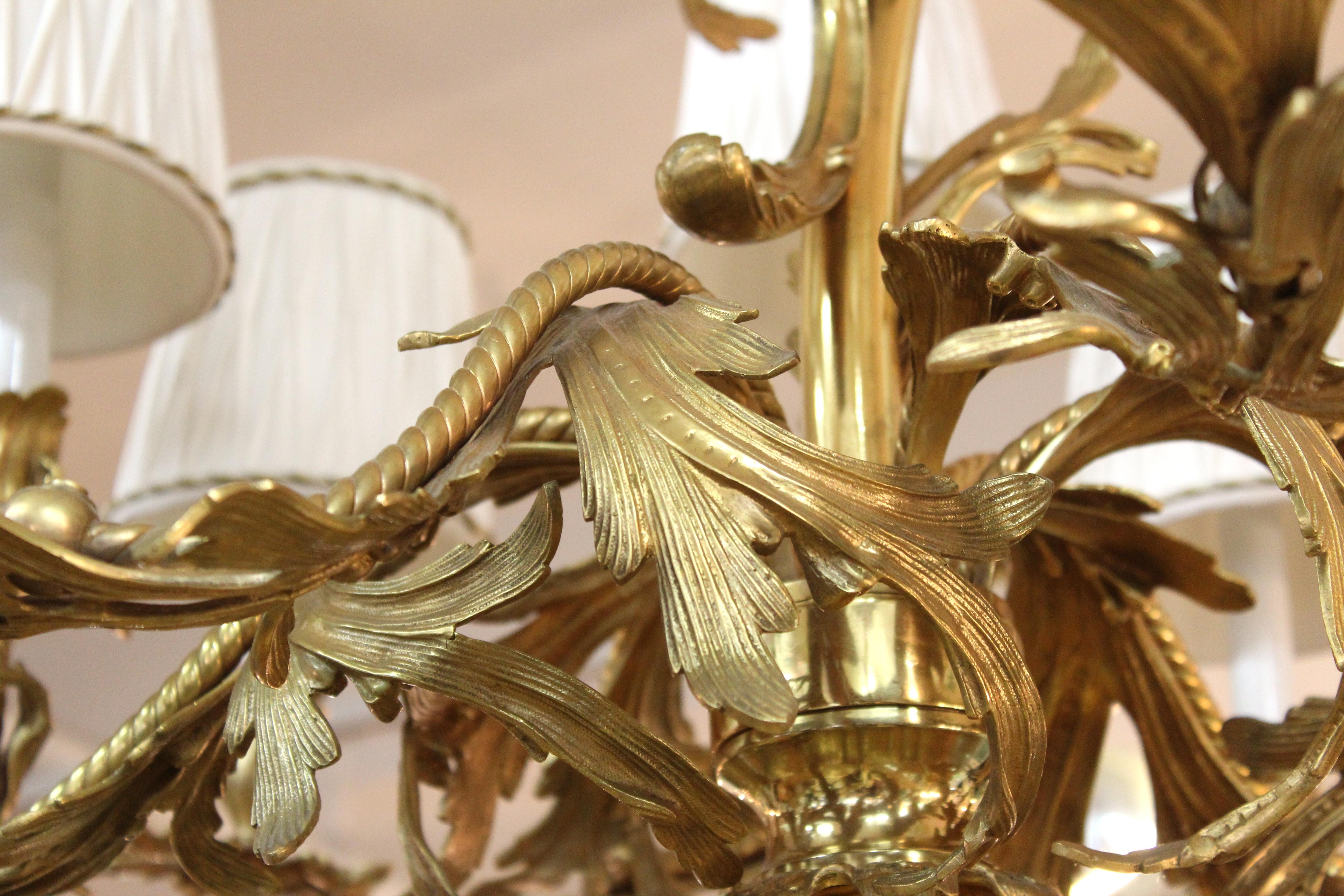 Continental Baroque Style Ormolu Chandelier In Good Condition In New York, NY