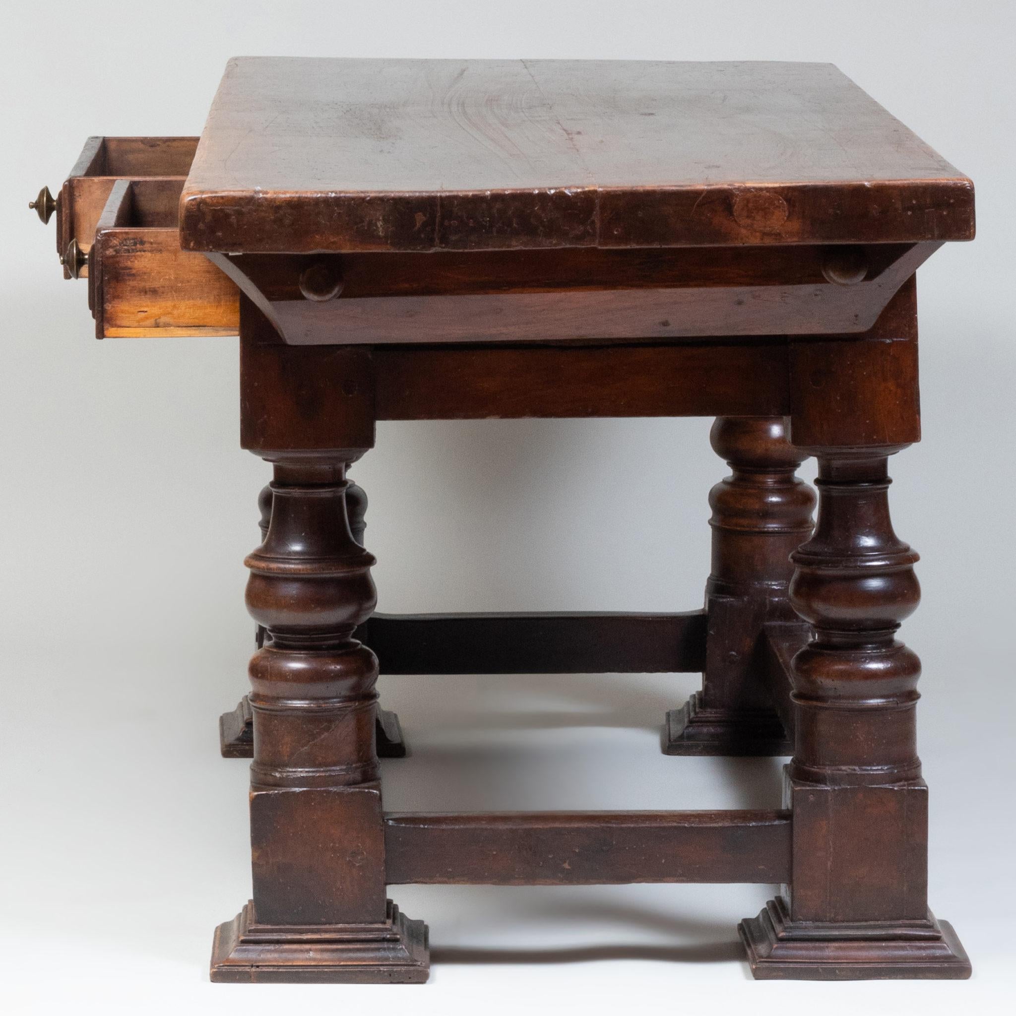 Italian Continental Baroque Style Walnut Console Table For Sale
