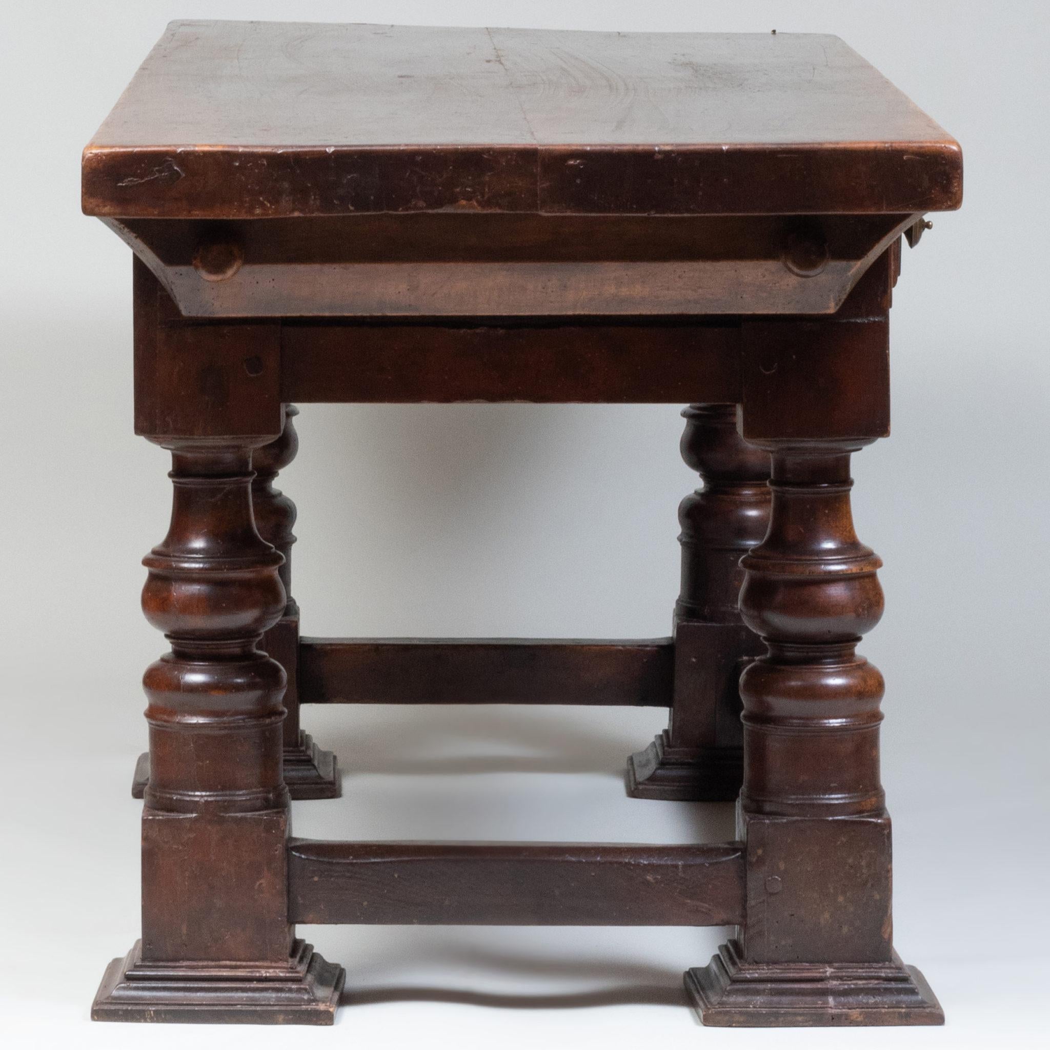 19th Century Continental Baroque Style Walnut Console Table For Sale