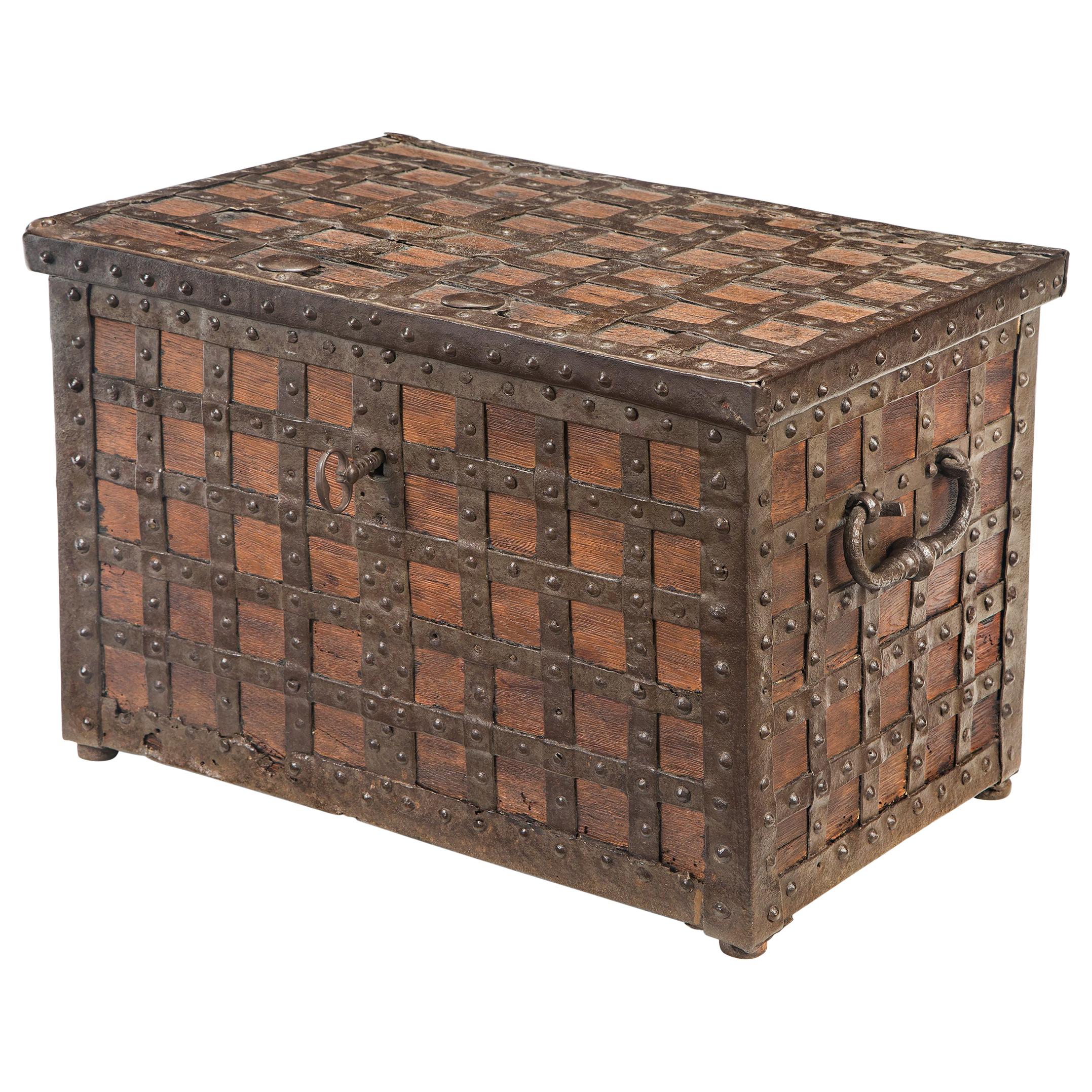 Continental Baroque Trunk or Strong Box For Sale