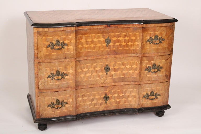 European Continental Biedermeier Cubs Parquetry Chest of Drawers For Sale