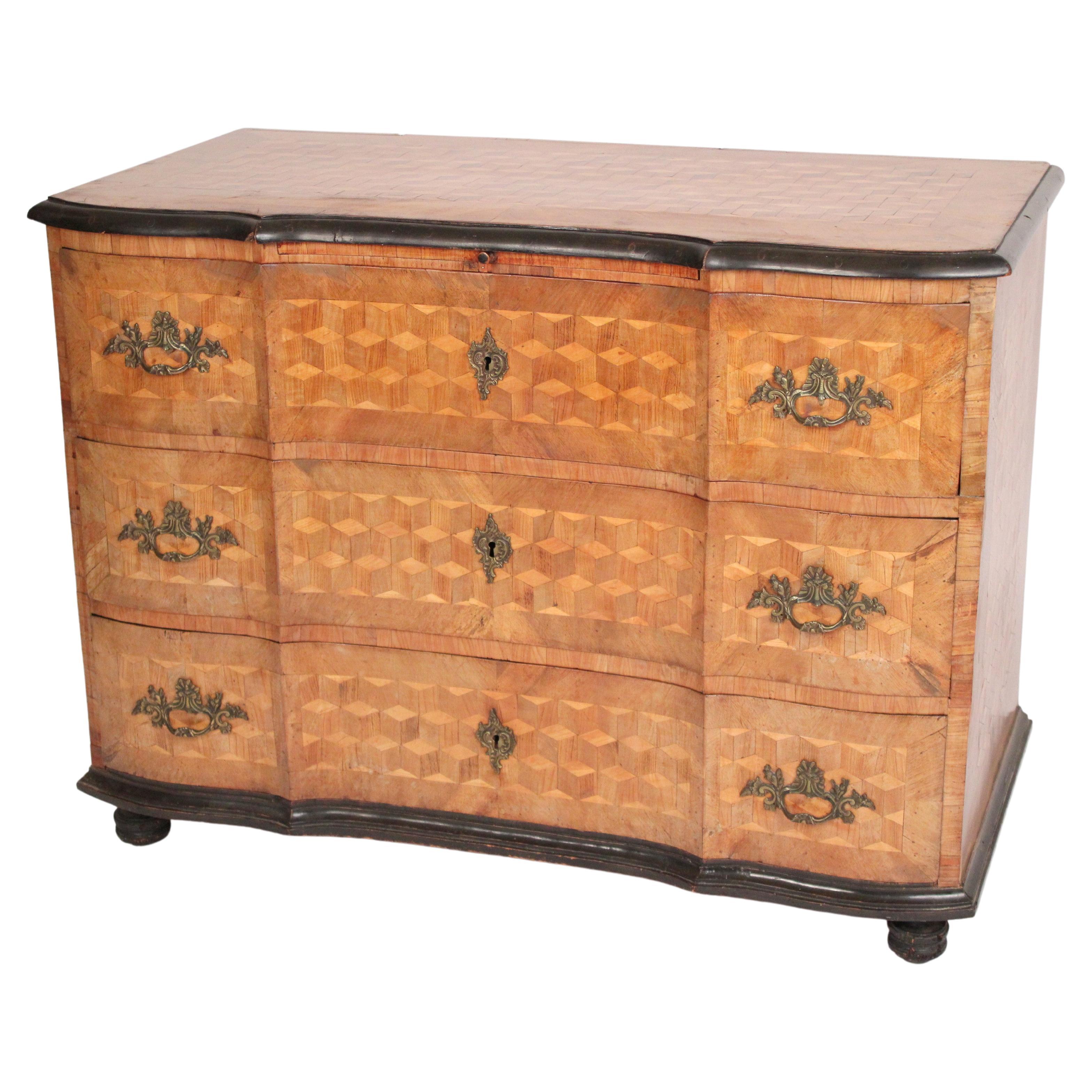 Continental Biedermeier Cube Parquetry Chest of Drawers For Sale