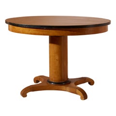 Continental Biedermeier Oval Table Made in Maple with Ebonized Details