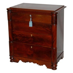 Continental Biedermeier Period Small Mahogany Sewing Chest of Four Drawers