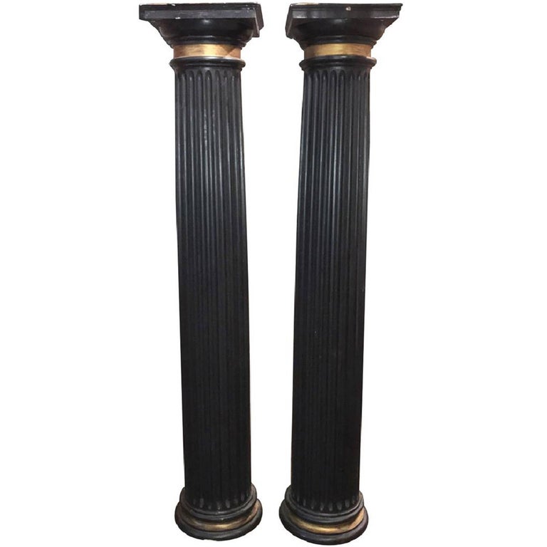 Continental Black Lacquered Architectural Columns at 1stDibs