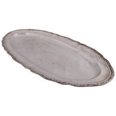 Continental Bohemian .800 Silver Serving Tray with Foliate Rim, circa 1940