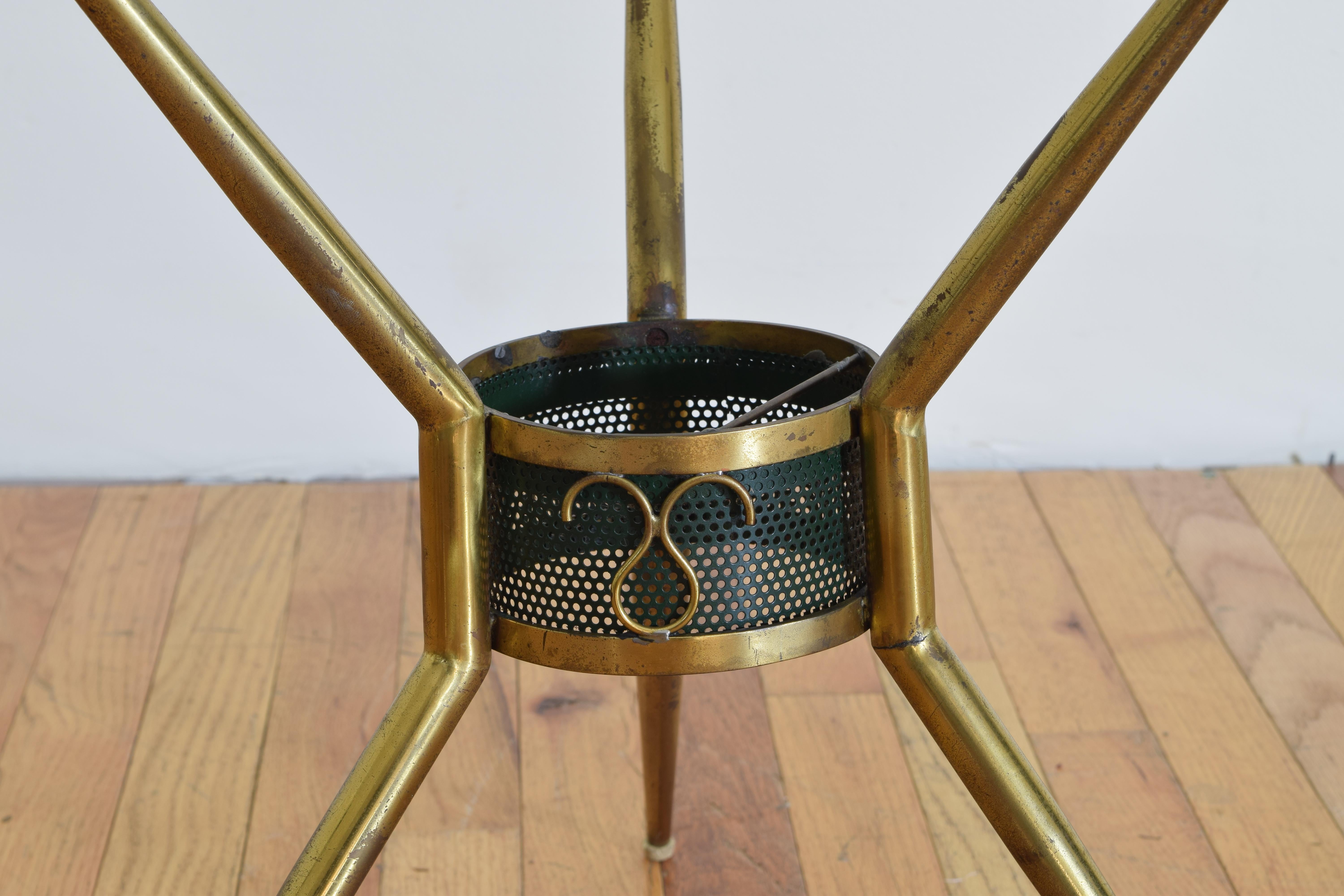 Mid-20th Century Continental Brass and Glass Side Table, 3rd Quarter of the 20th Century