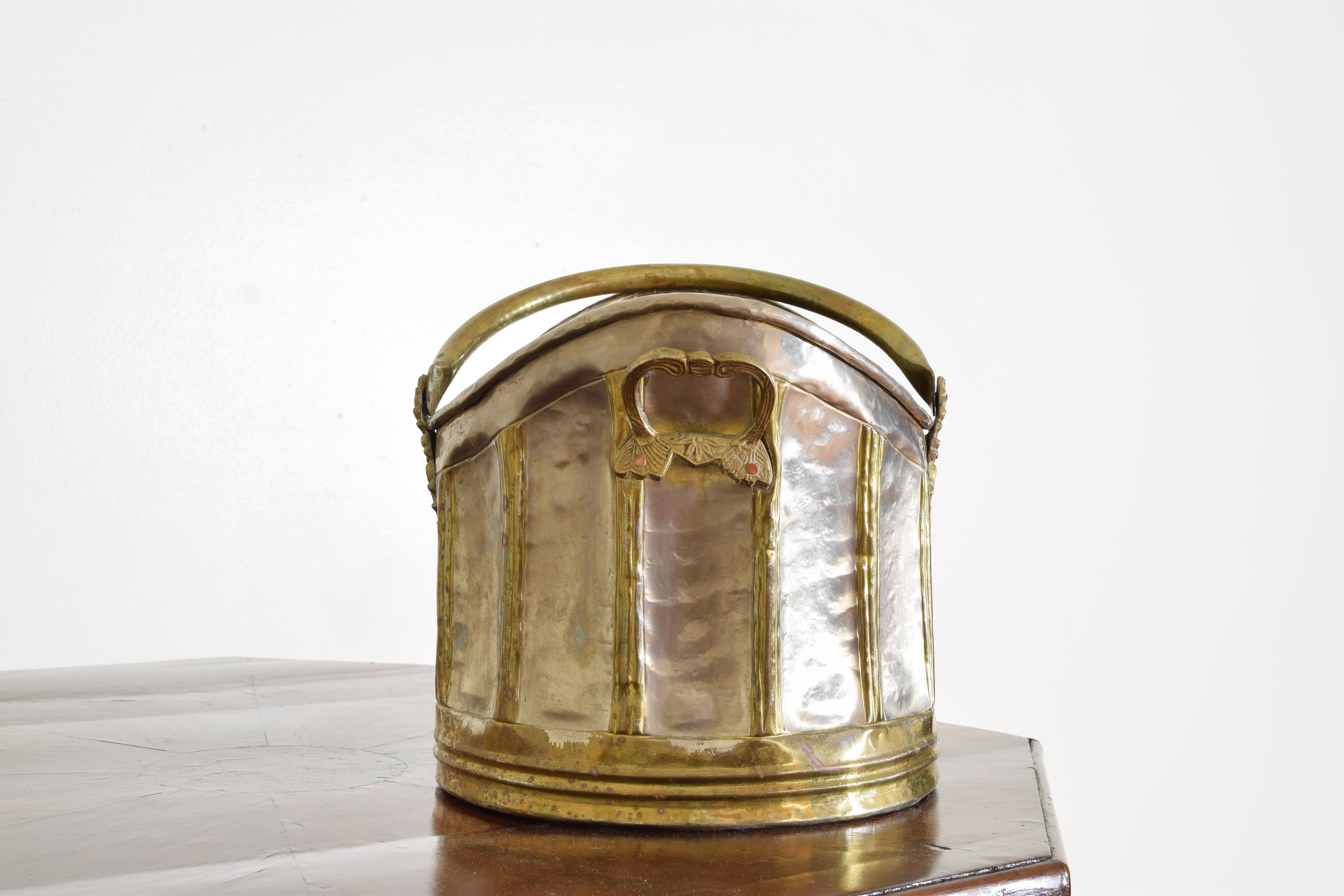 Continental Brass and Silver Plate Double Bottle Champagne Bucket, Mid-20th Cen In Good Condition In Atlanta, GA