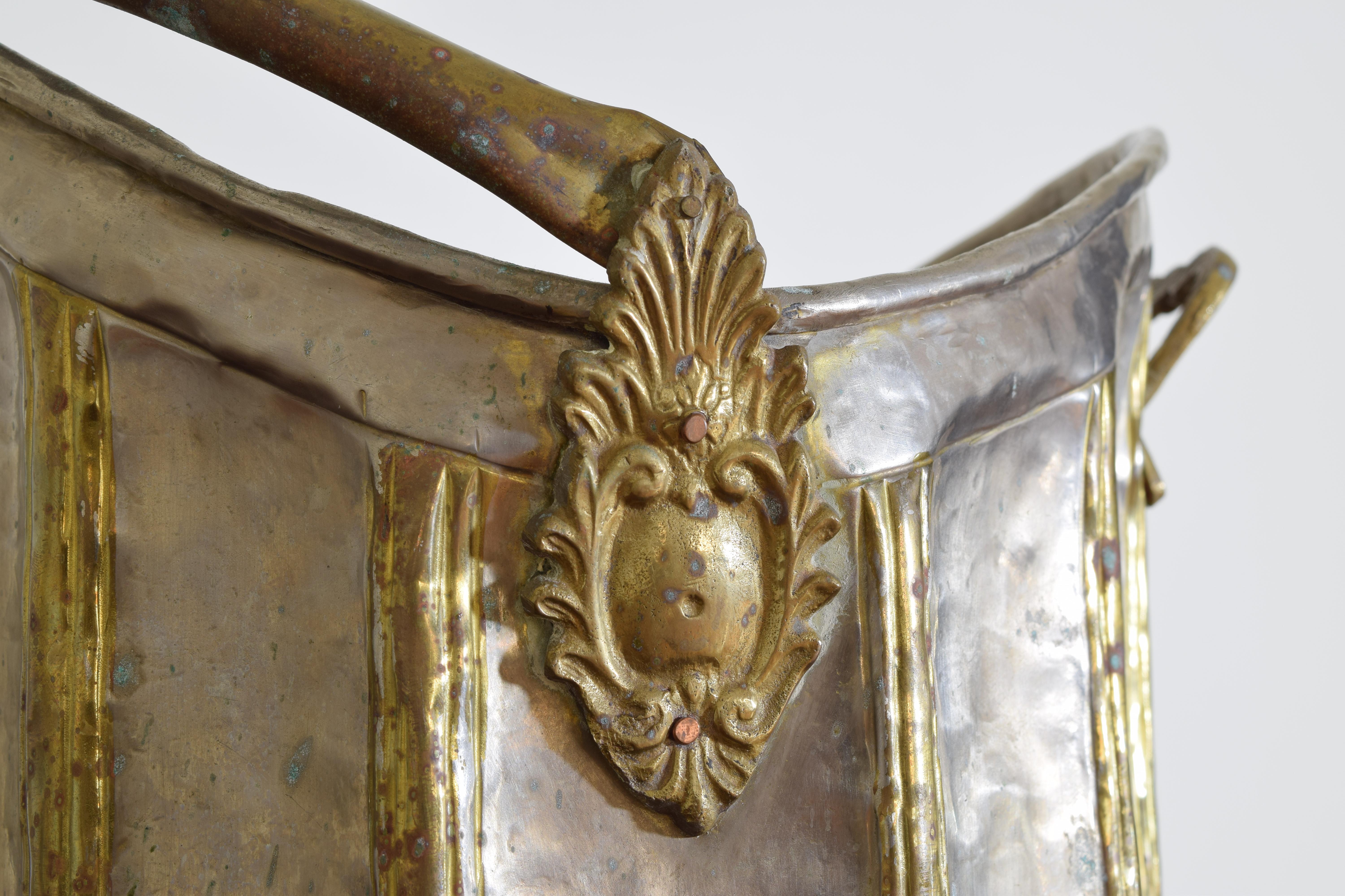 Continental Brass and Silver Plate Double Bottle Champagne Bucket, Mid-20th Cen 2