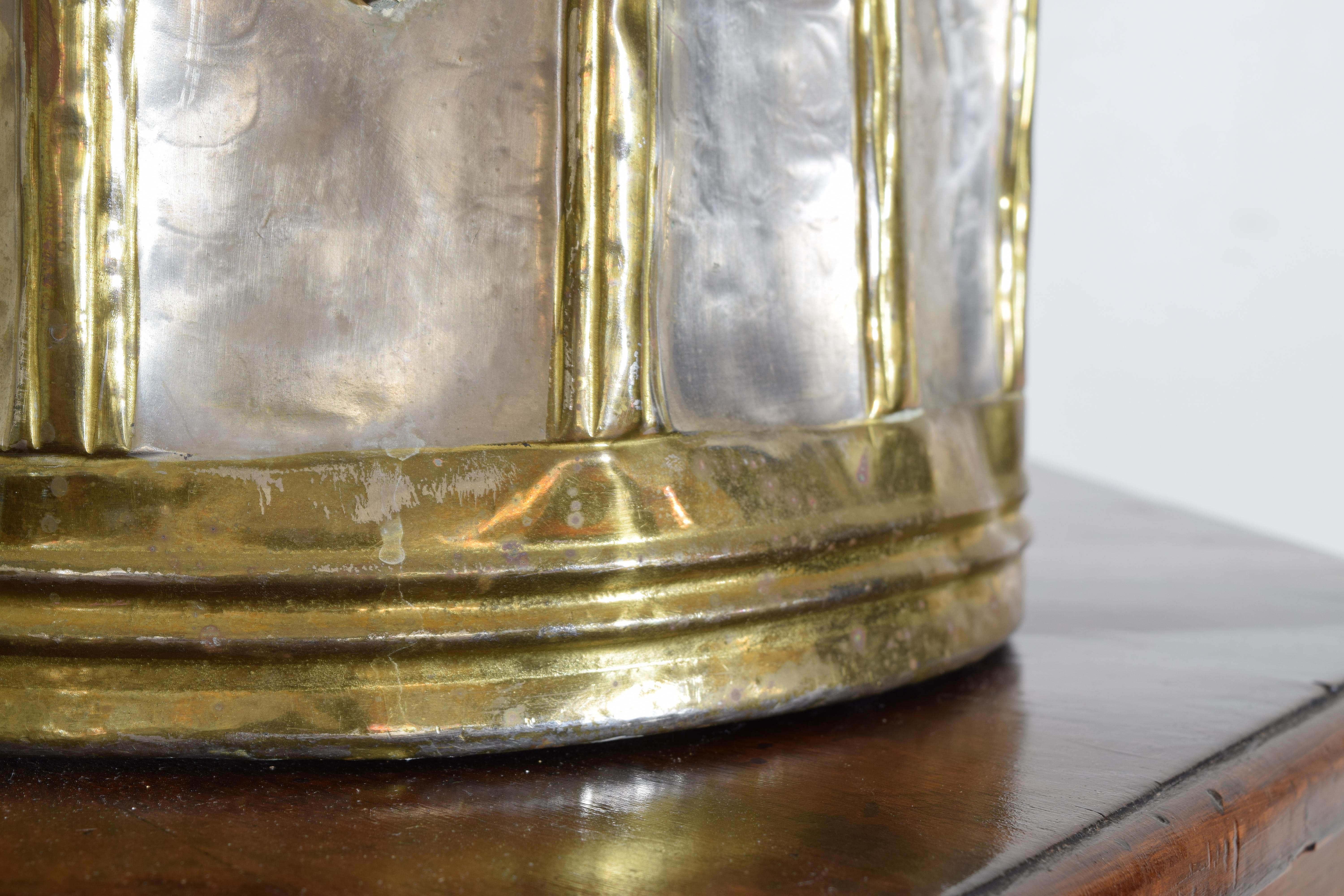 Continental Brass and Silver Plate Double Bottle Champagne Bucket, Mid-20th Cen 4