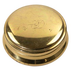 Continental Brass Tobacco / Trinket Box with Monogrammed Lid, 1970