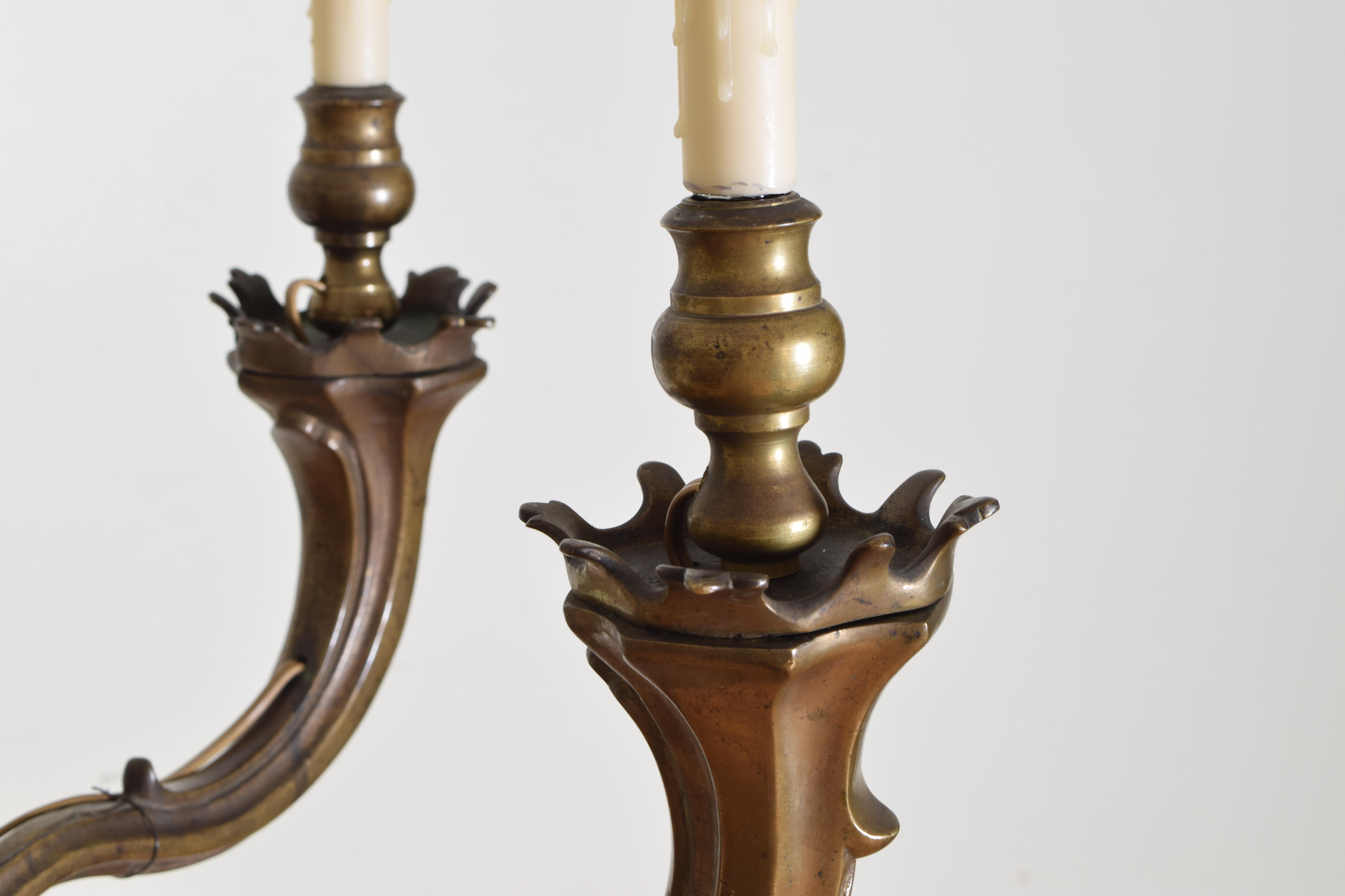 Continental Bronze 5-Light Chandelier, 17th Century or Earlier, Now UL Wired 4