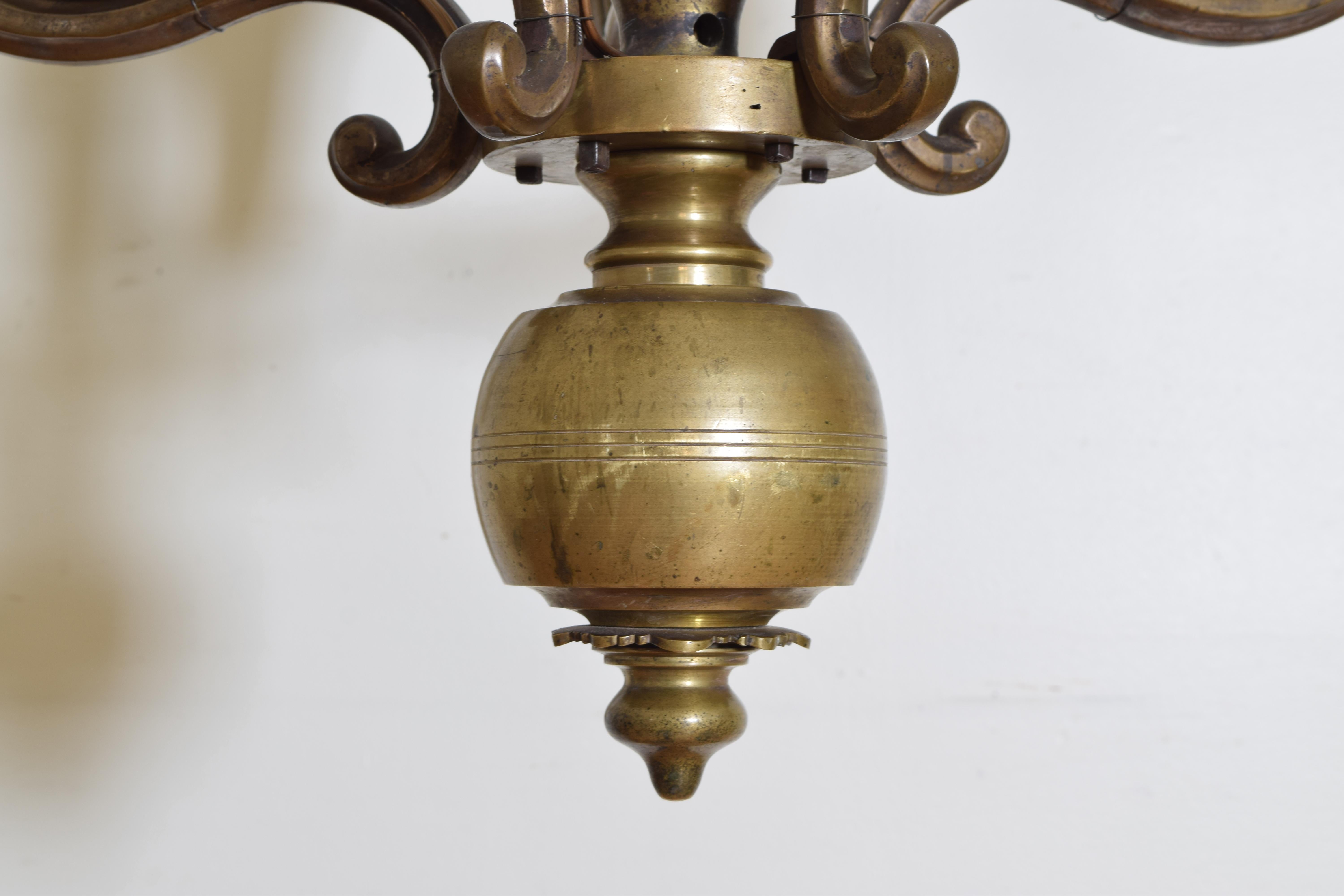 Continental Bronze 5-Light Chandelier, 17th Century or Earlier, Now UL Wired 6