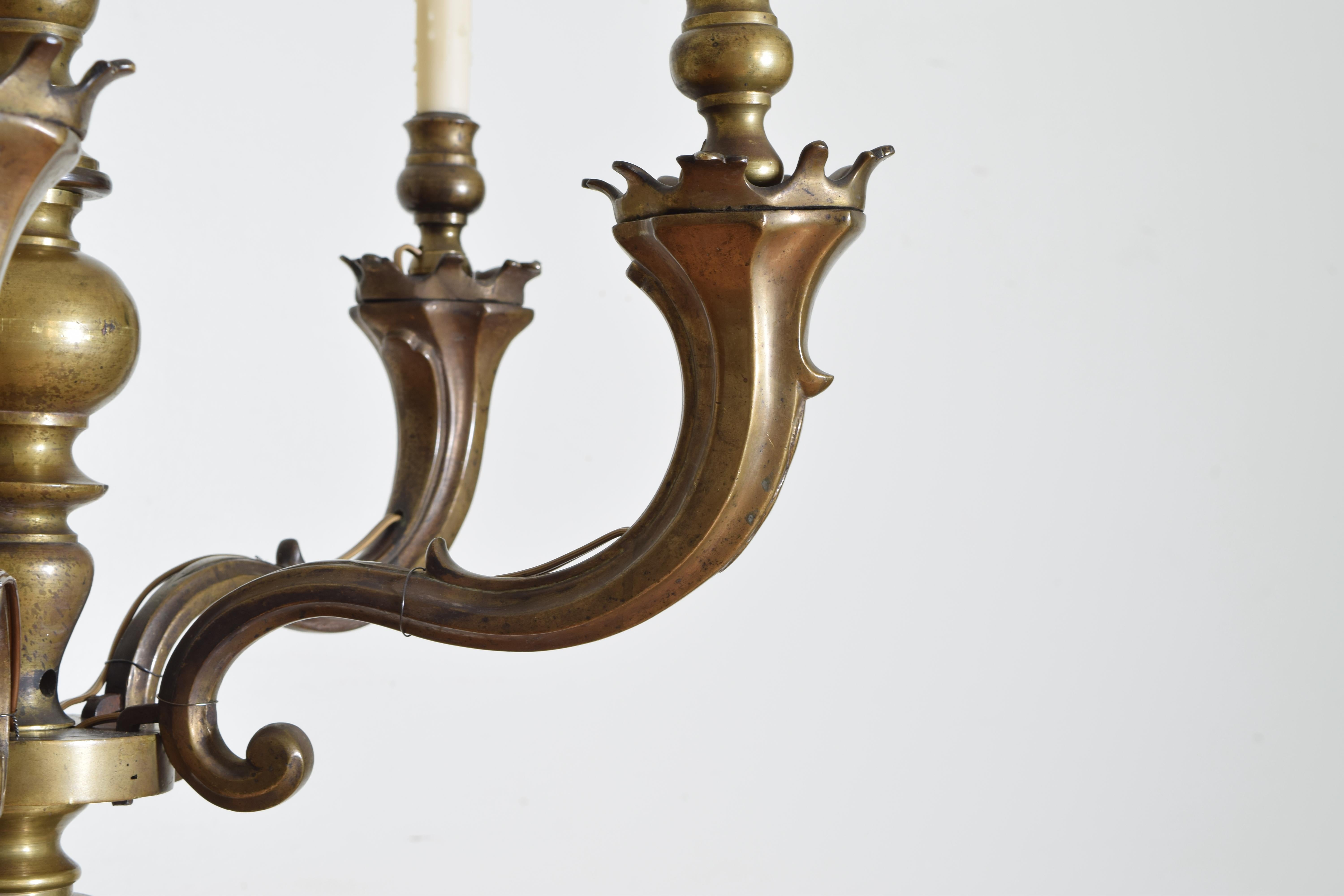 Continental Bronze 5-Light Chandelier, 17th Century or Earlier, Now UL Wired 2