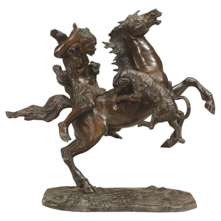 Figura nubiana in bronzo di epoca vittoriana a cavallo, XIX secolo, Stati Uniti, scultura