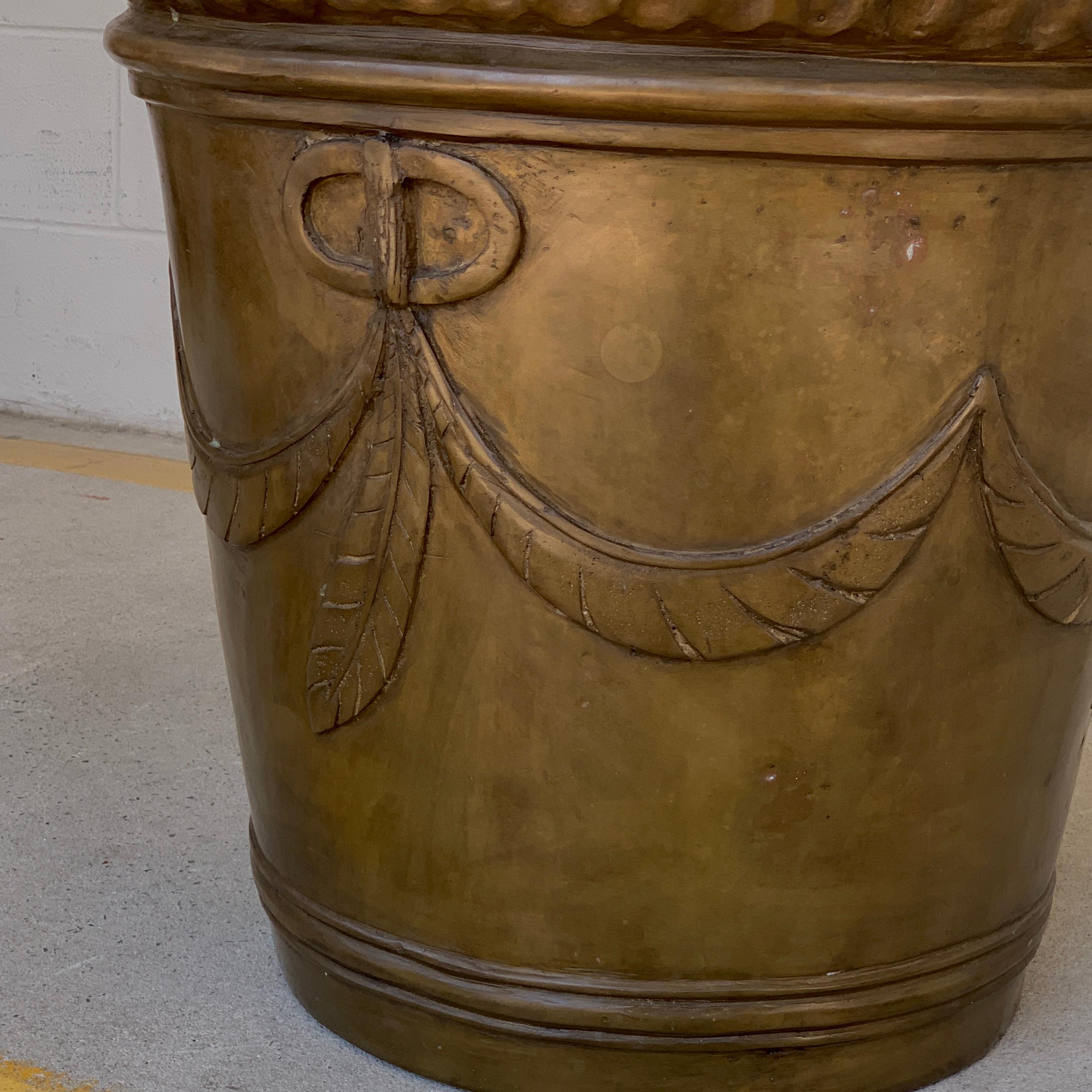 European Continental Bronze Palmette Neoclassical Planter For Sale