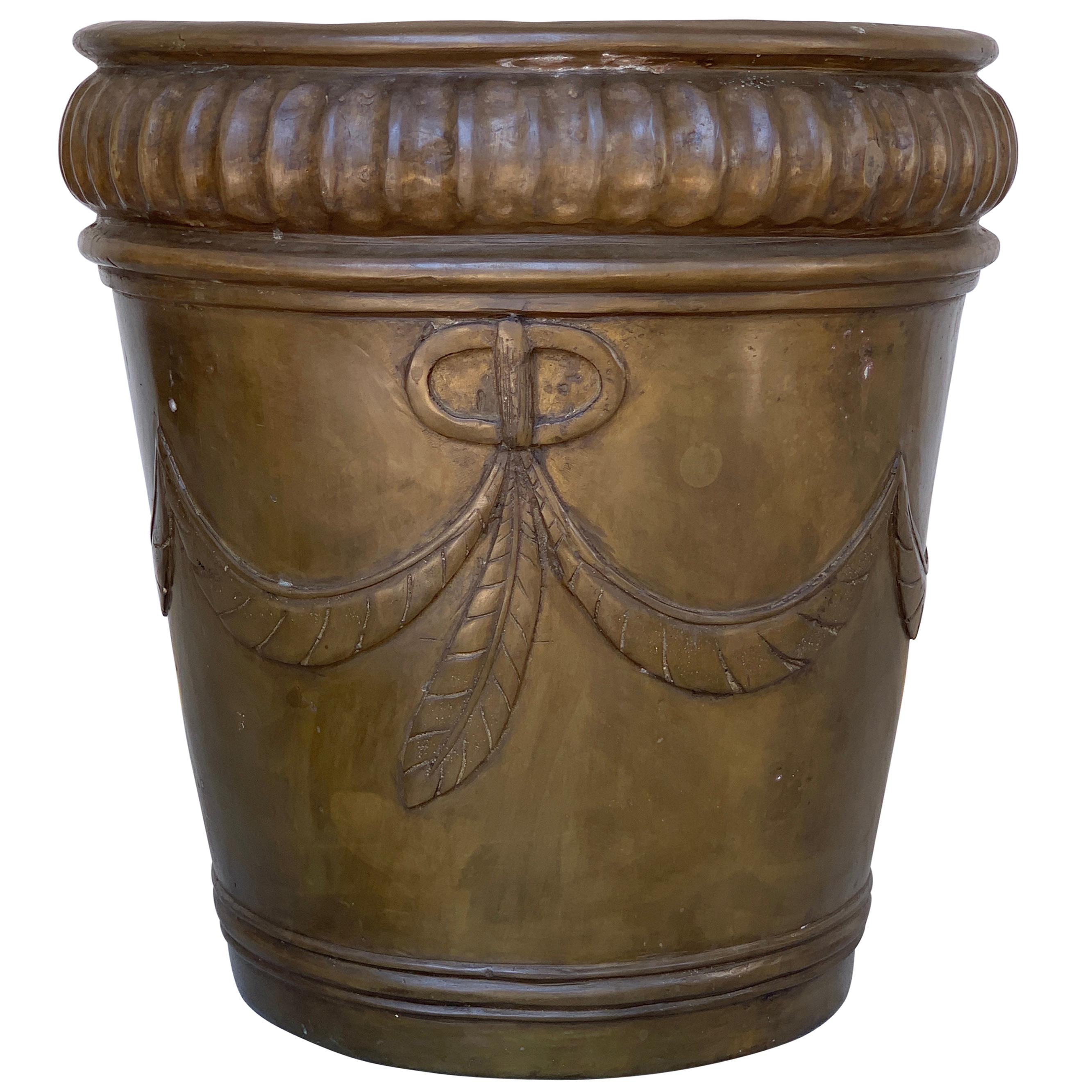 Continental Bronze Palmette Neoclassical Planter For Sale