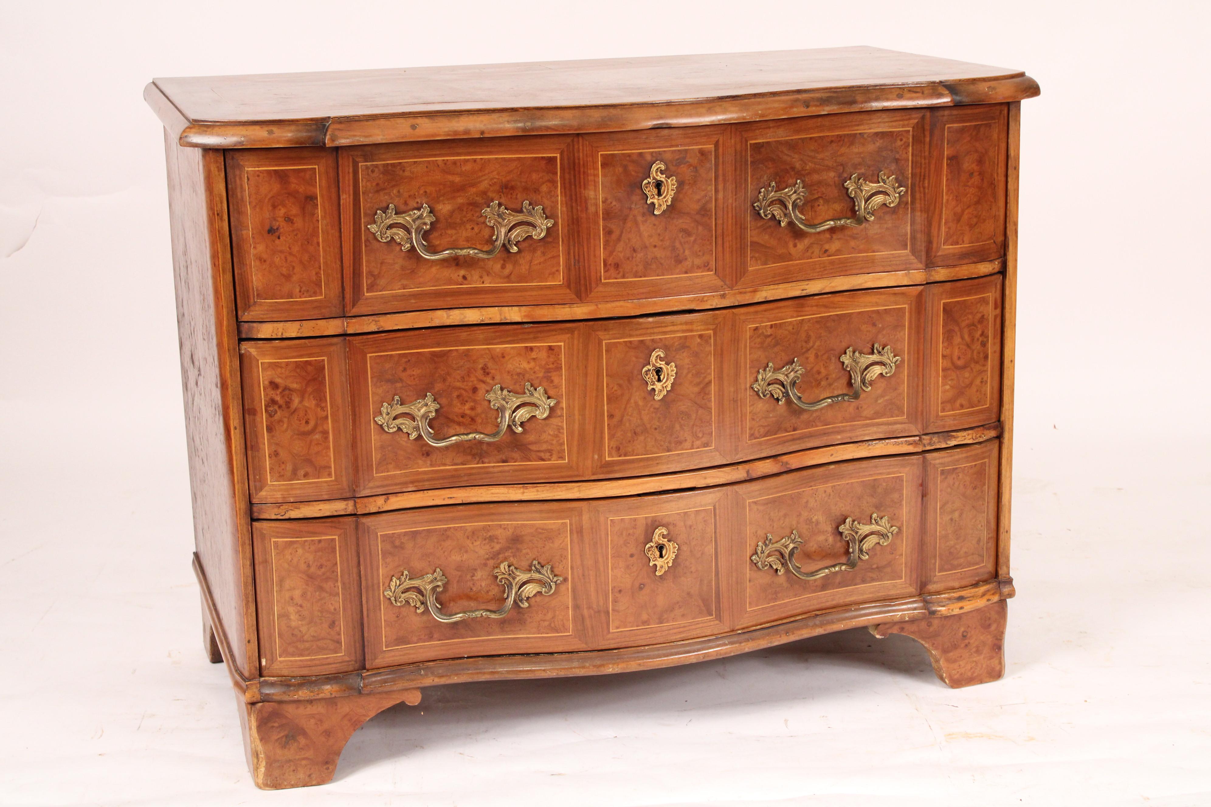 Louis Philippe Continental Burl Elm Chest of Drawers For Sale