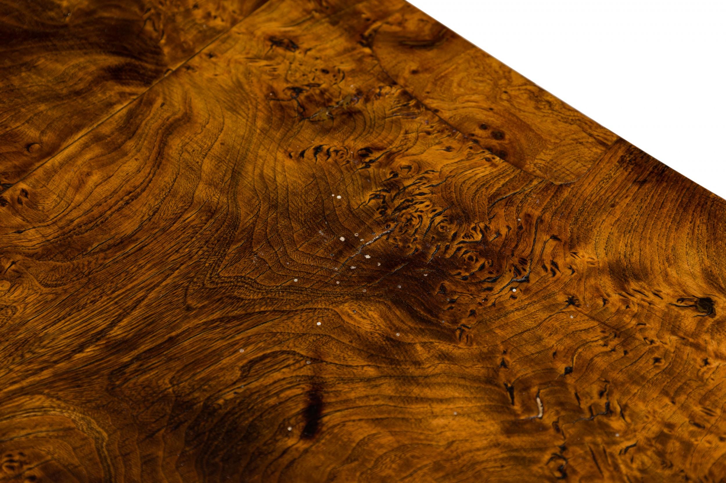Continental Burl Elm Console Table with Mirror Back For Sale 4